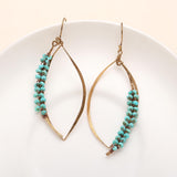 Designer Brass Turquoise Drop Earrings