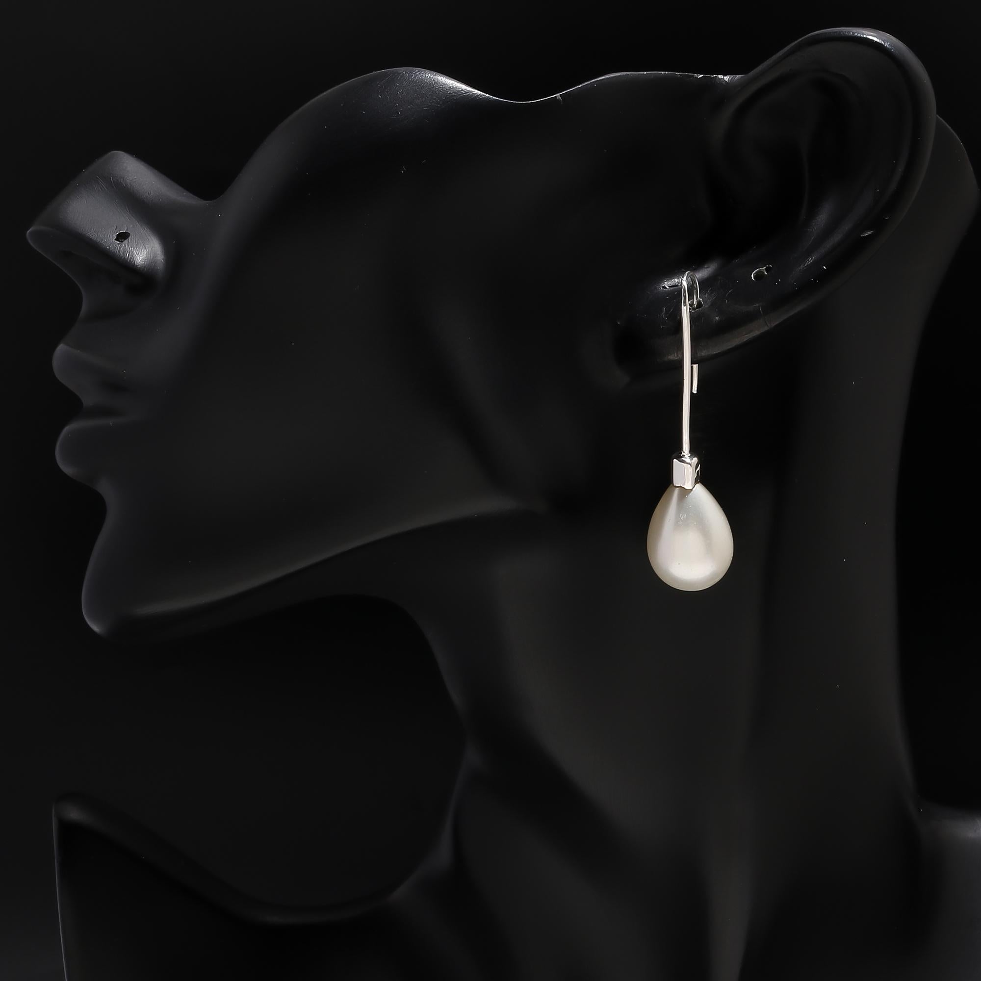 925 Silver Pearl Long Hook Earrings