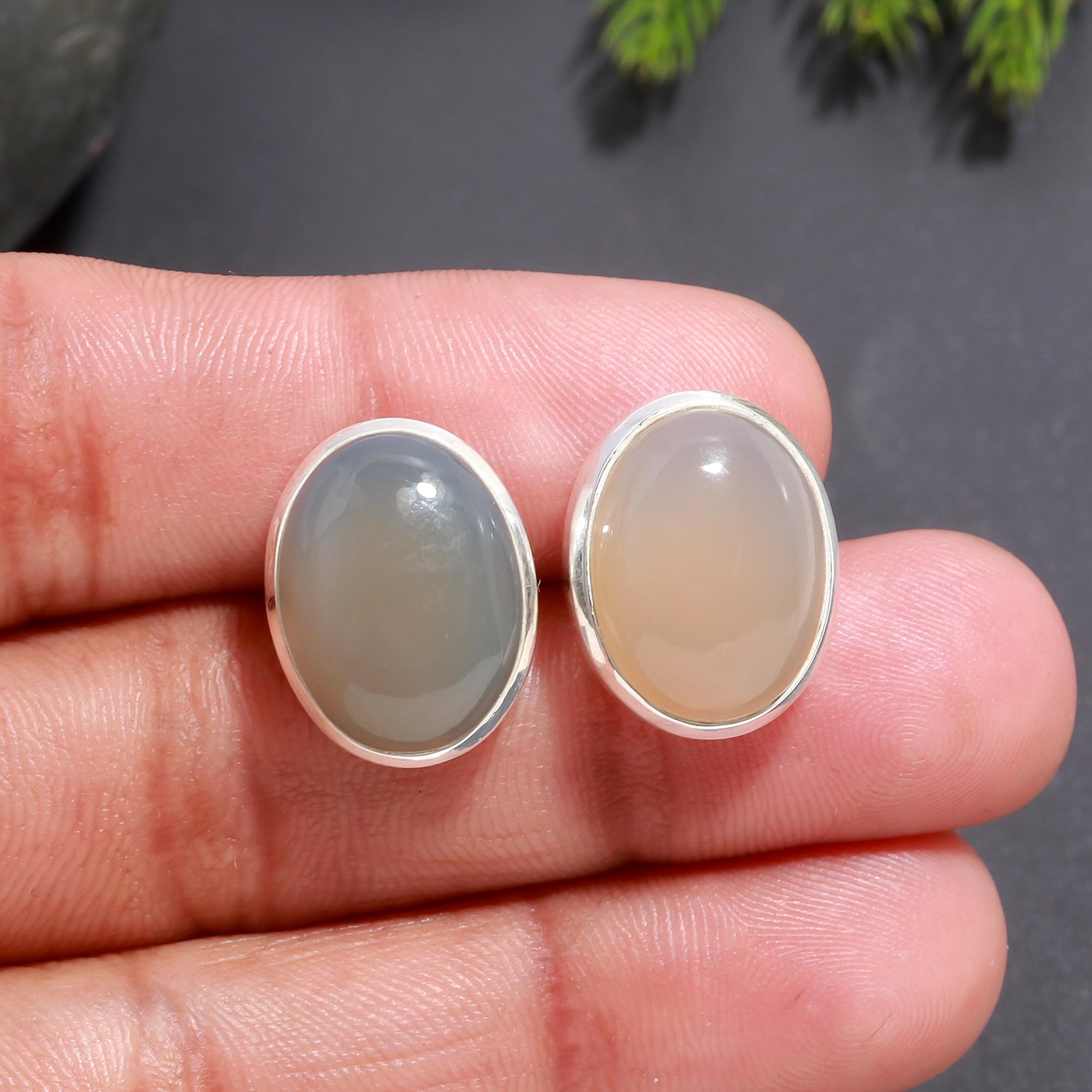 925 Silver Moonstone Stud Earrings
