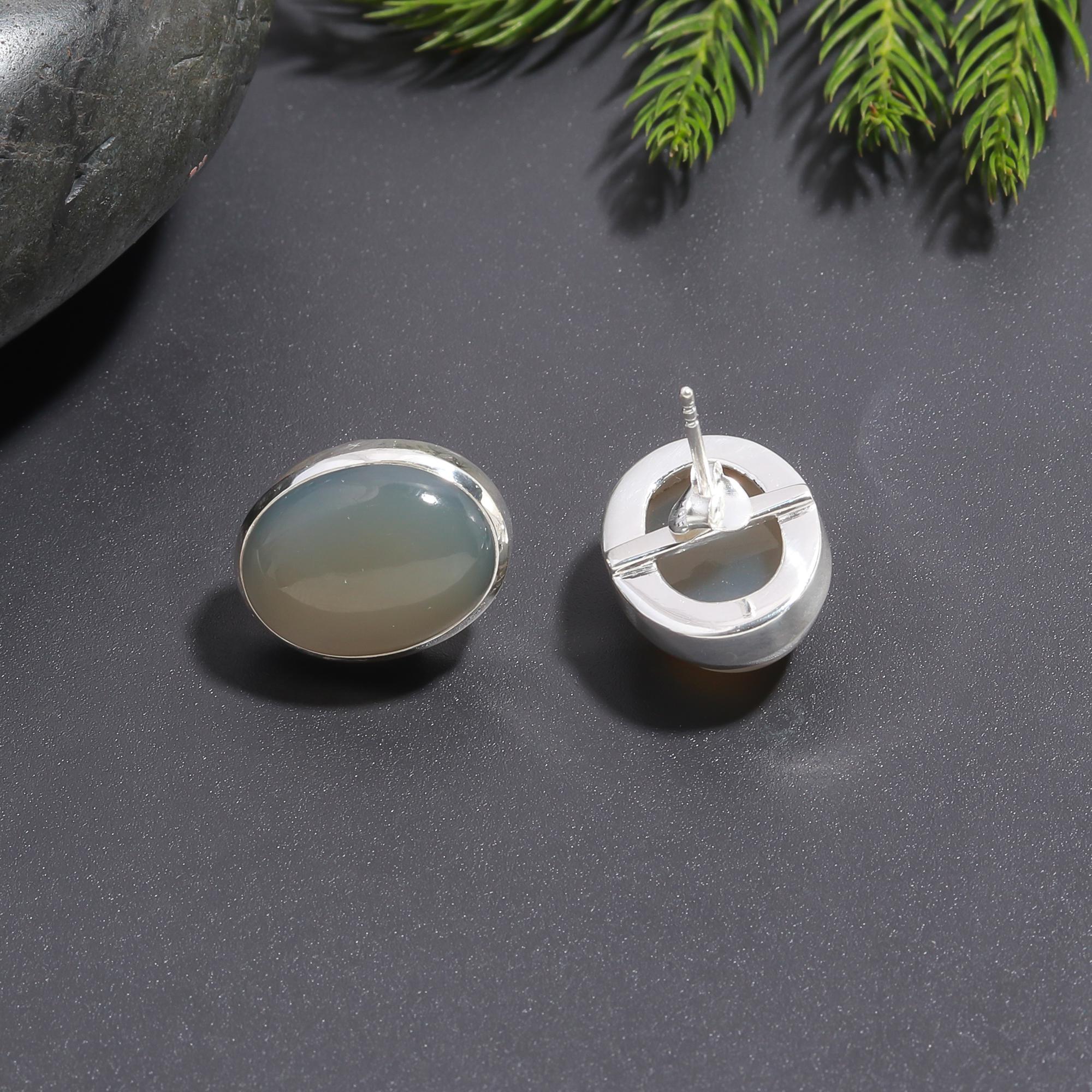 925 Silver Moonstone Stud Earrings