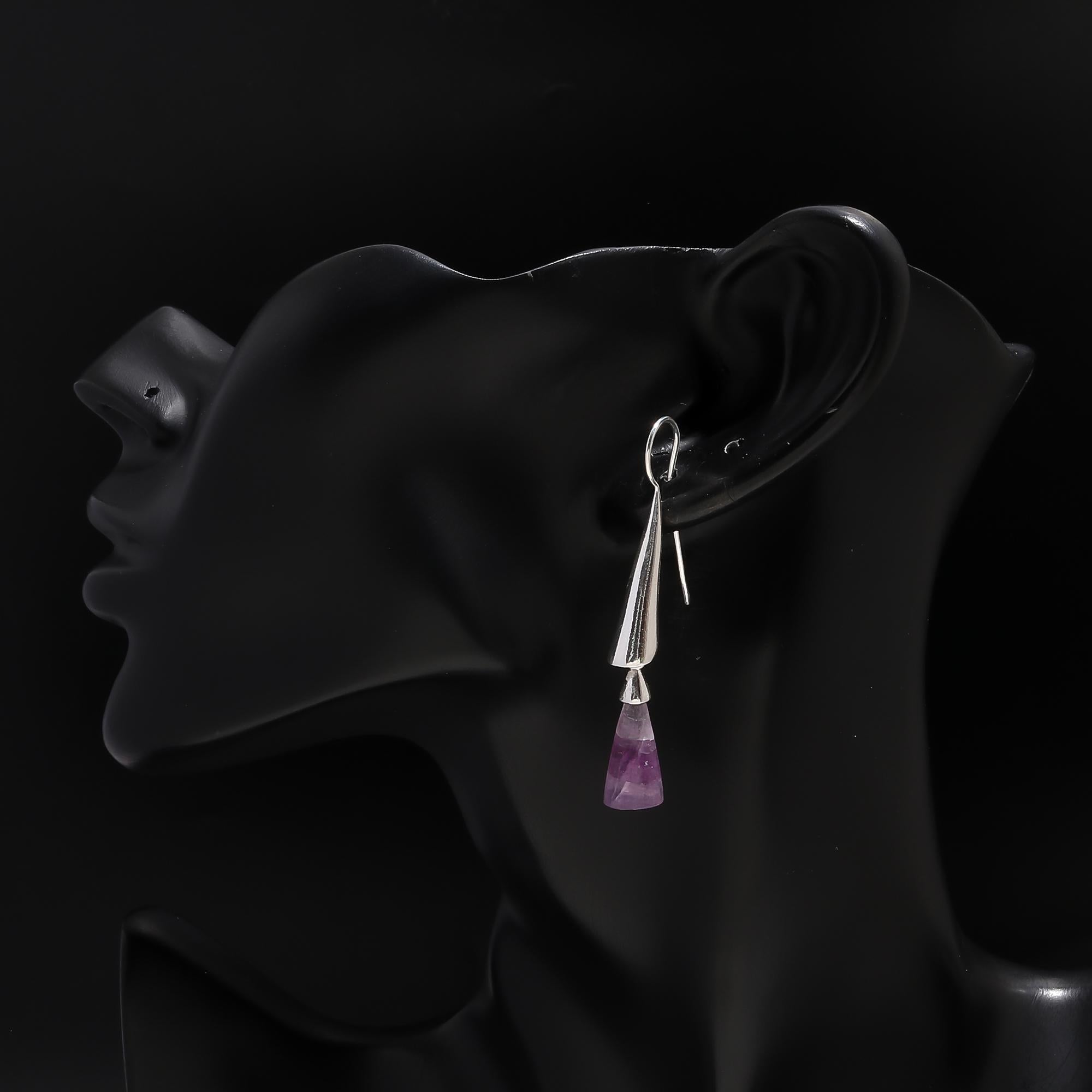 925 Silver Amethyst Dangle Earrings