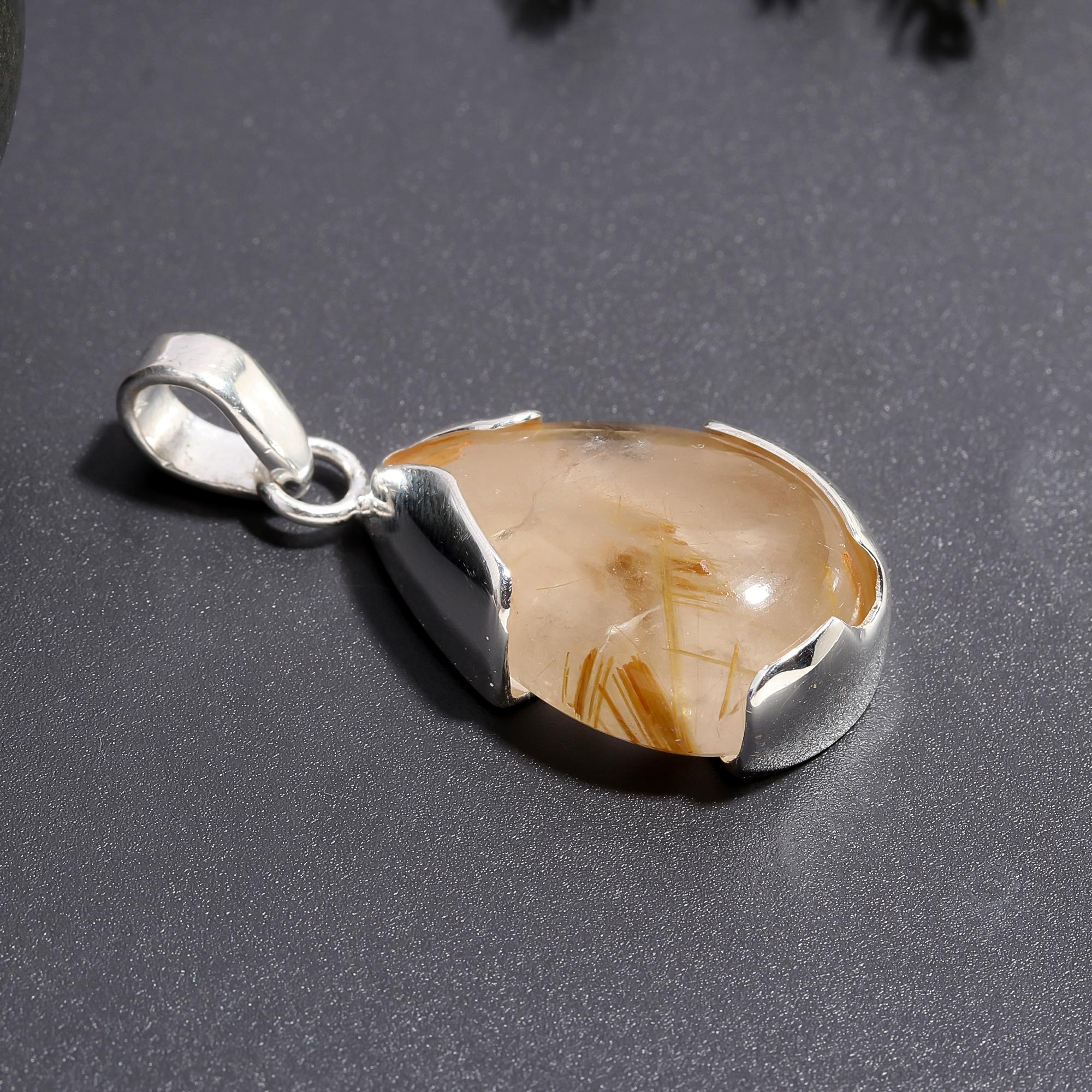 925 Silver Rutilated Quartz Pendant