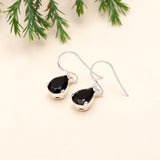 925 Sterling Silver Black Onyx Teardrop Earring With Earwire