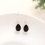 925 Sterling Silver Black Onyx Teardrop Earring With Earwire