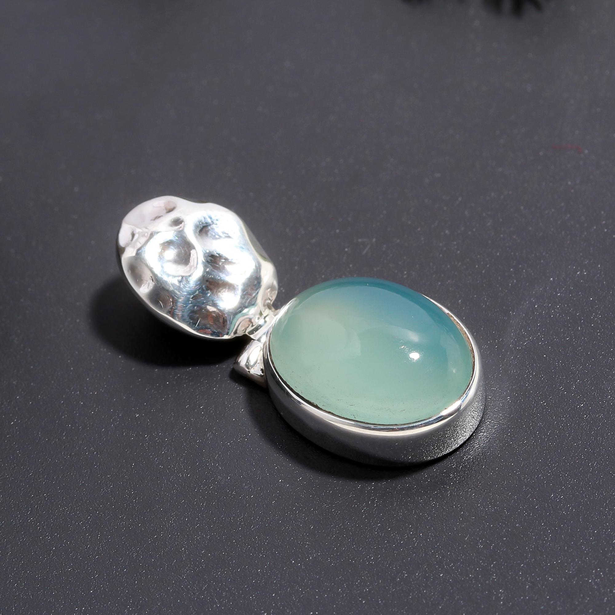 925 Silver Blue Chalcedony Pendant