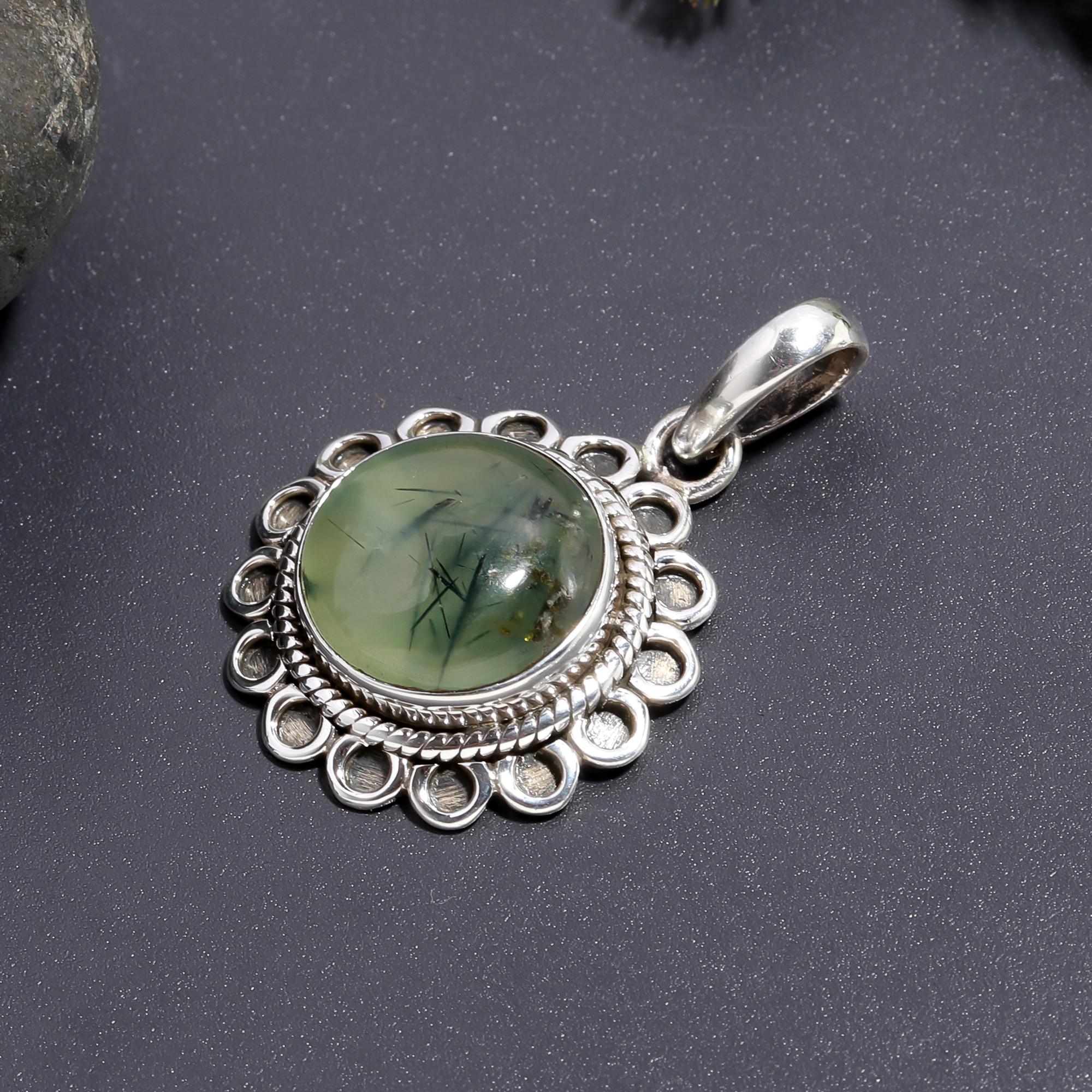 925 Silver Prehnite Pendant