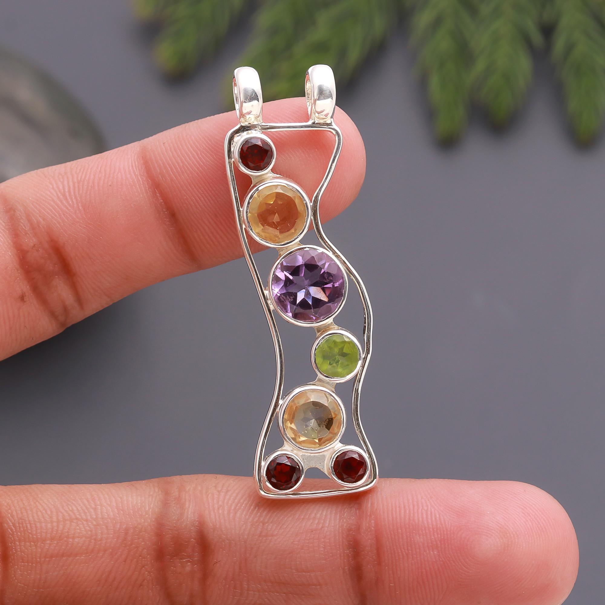 925 Silver Colorful Chakra Pendant
