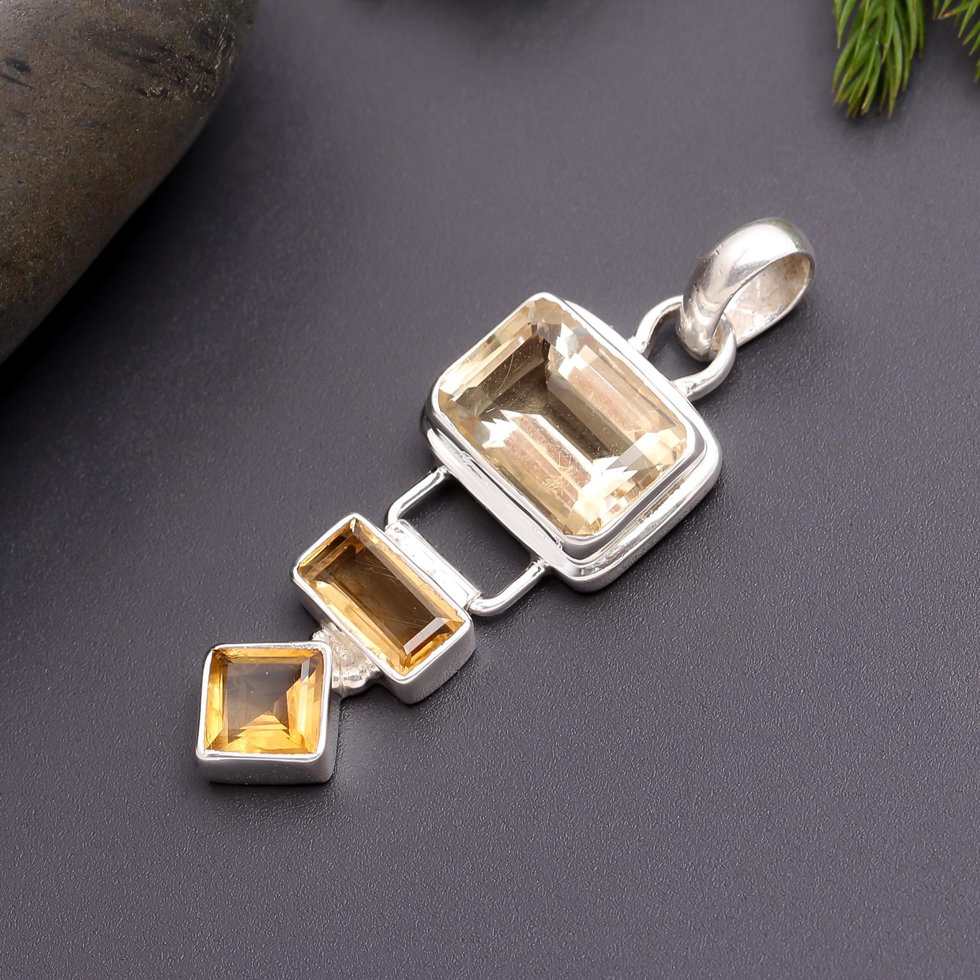 925 Silver Multi-Citrine Pendant