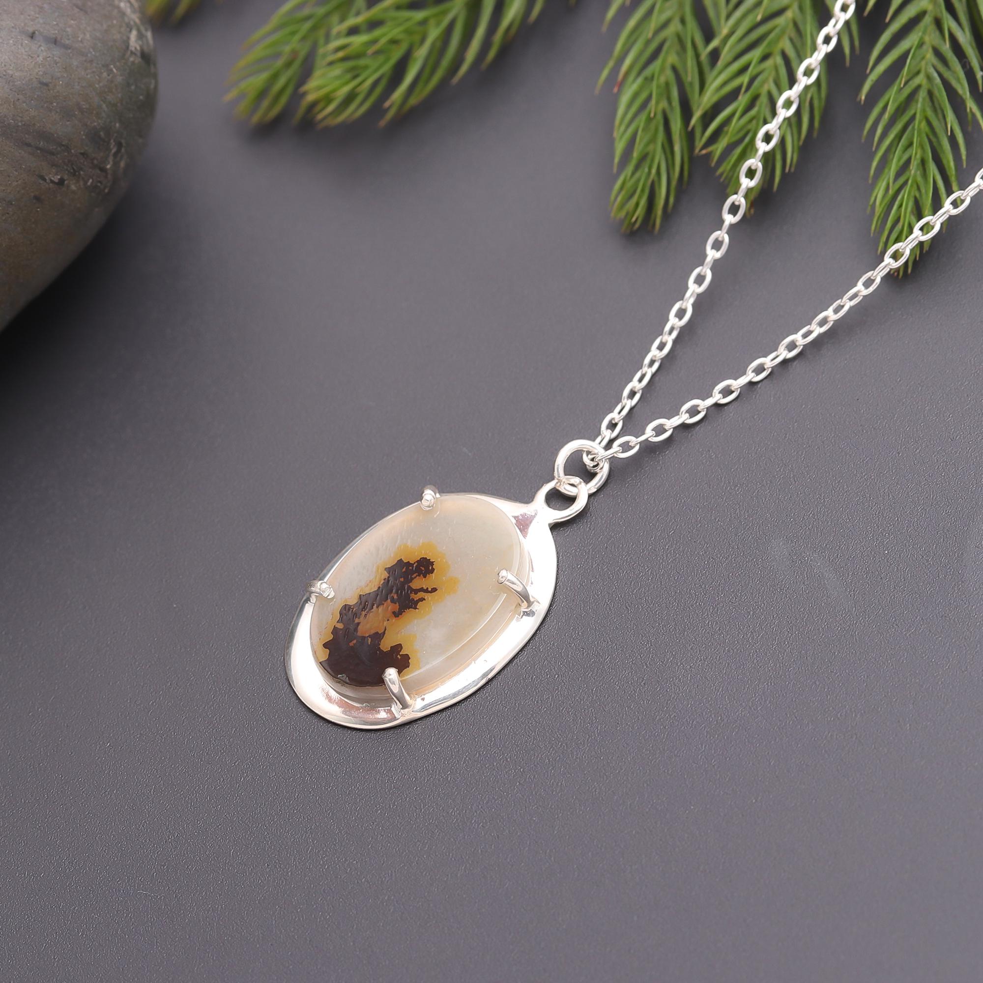 925 Silver Dendritic Agate Necklace