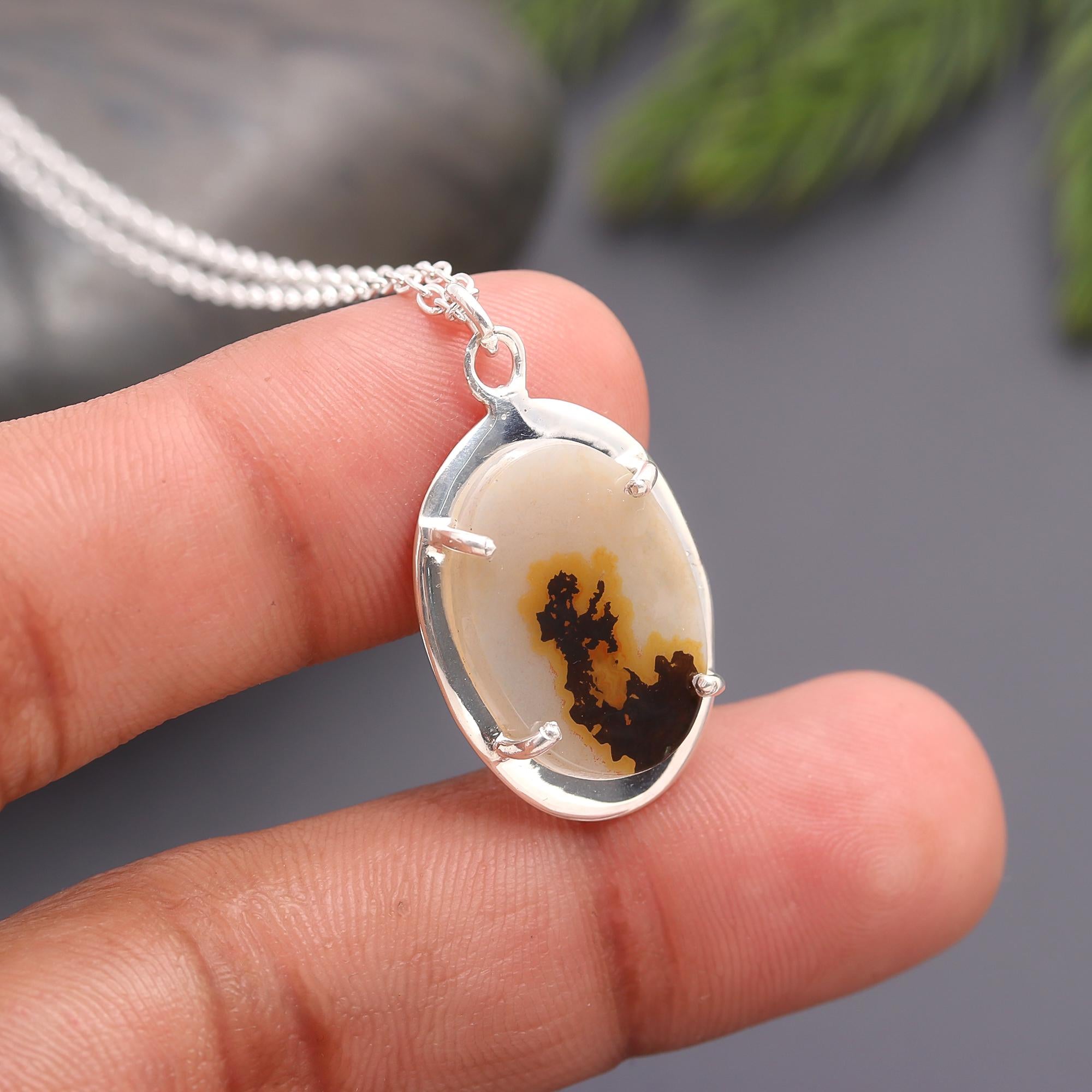 925 Silver Dendritic Agate Necklace