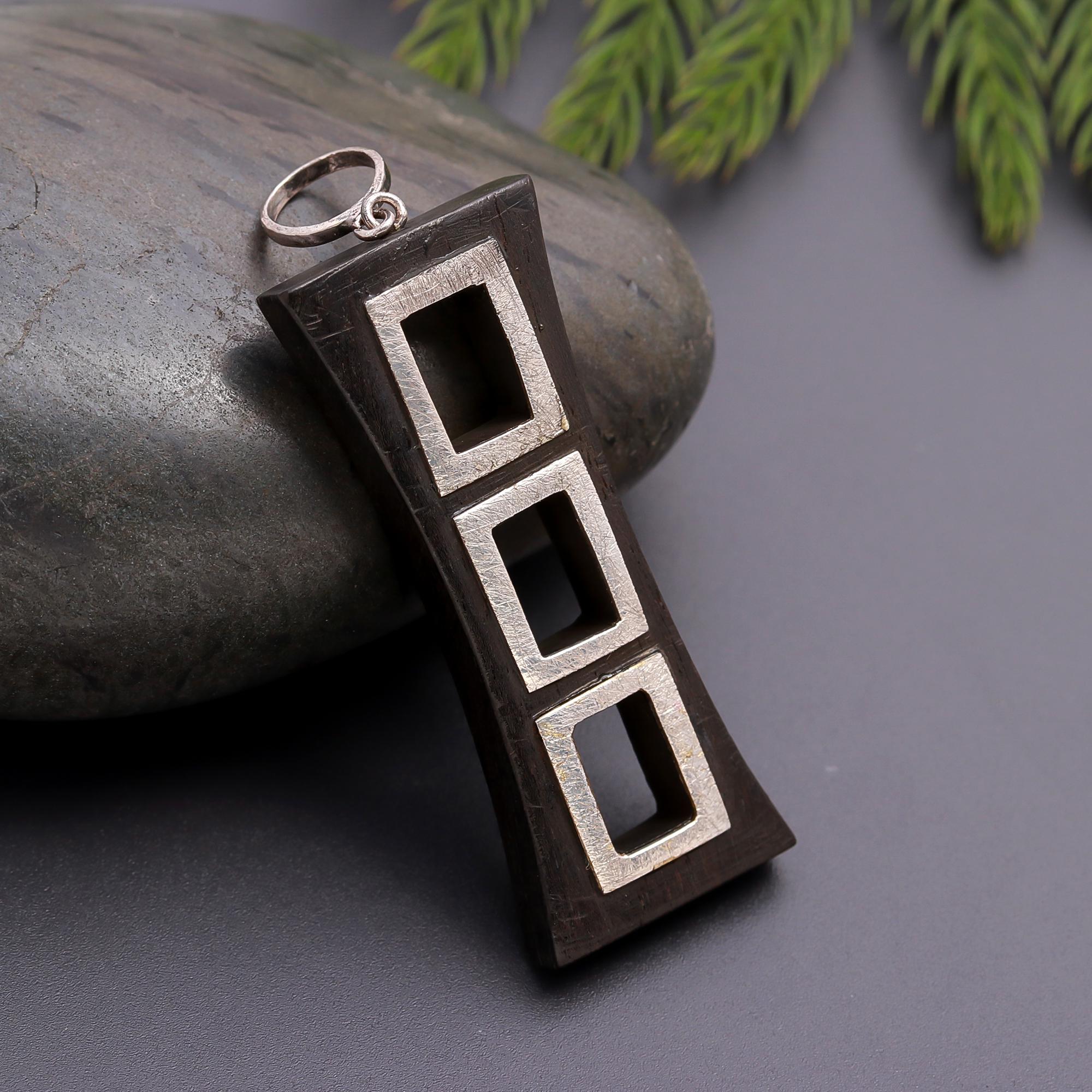 925 Silver and Wood Pendant