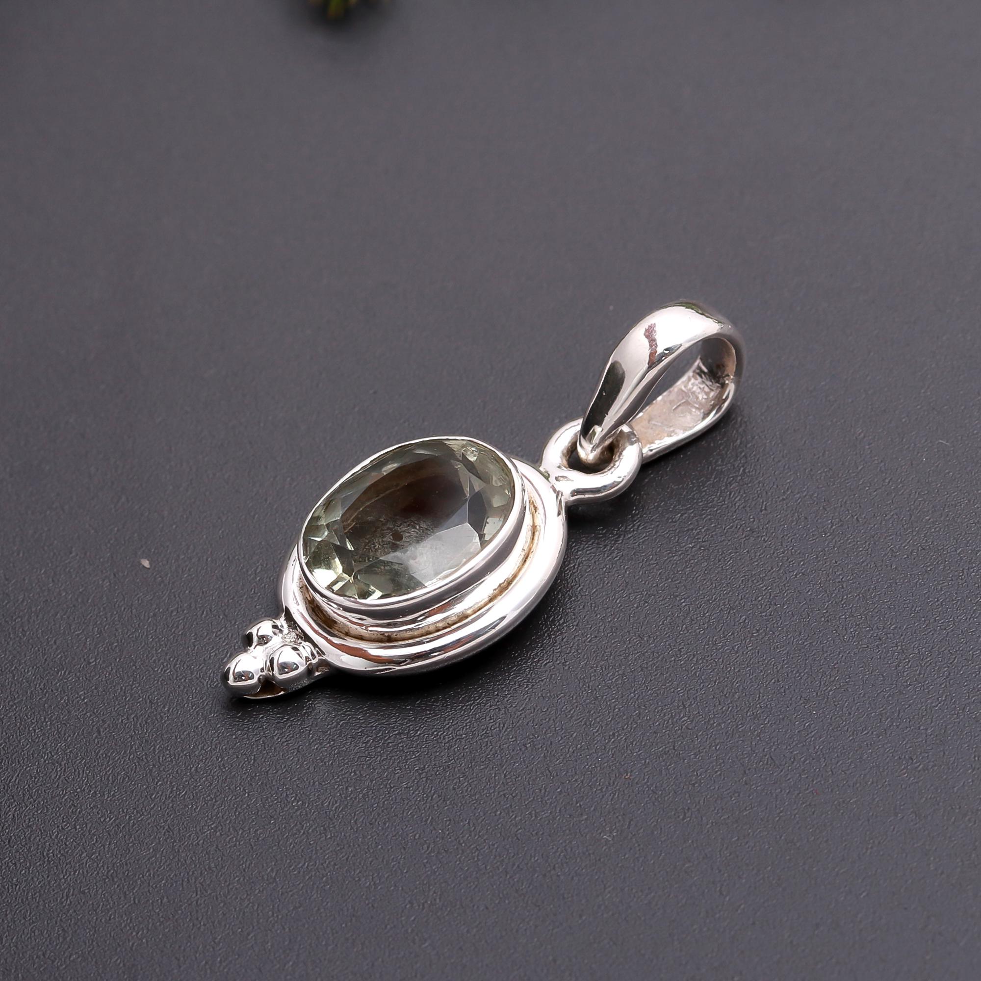 925 Silver Green Amethyst Pendant