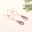 Designer Brass Strawberry Quartz and Silverite Drop Earrings