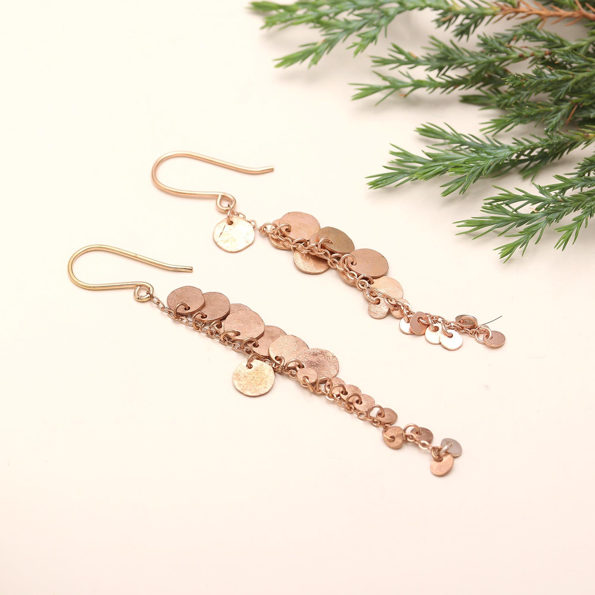 925 Silver Disc Chain Dangle Earrings