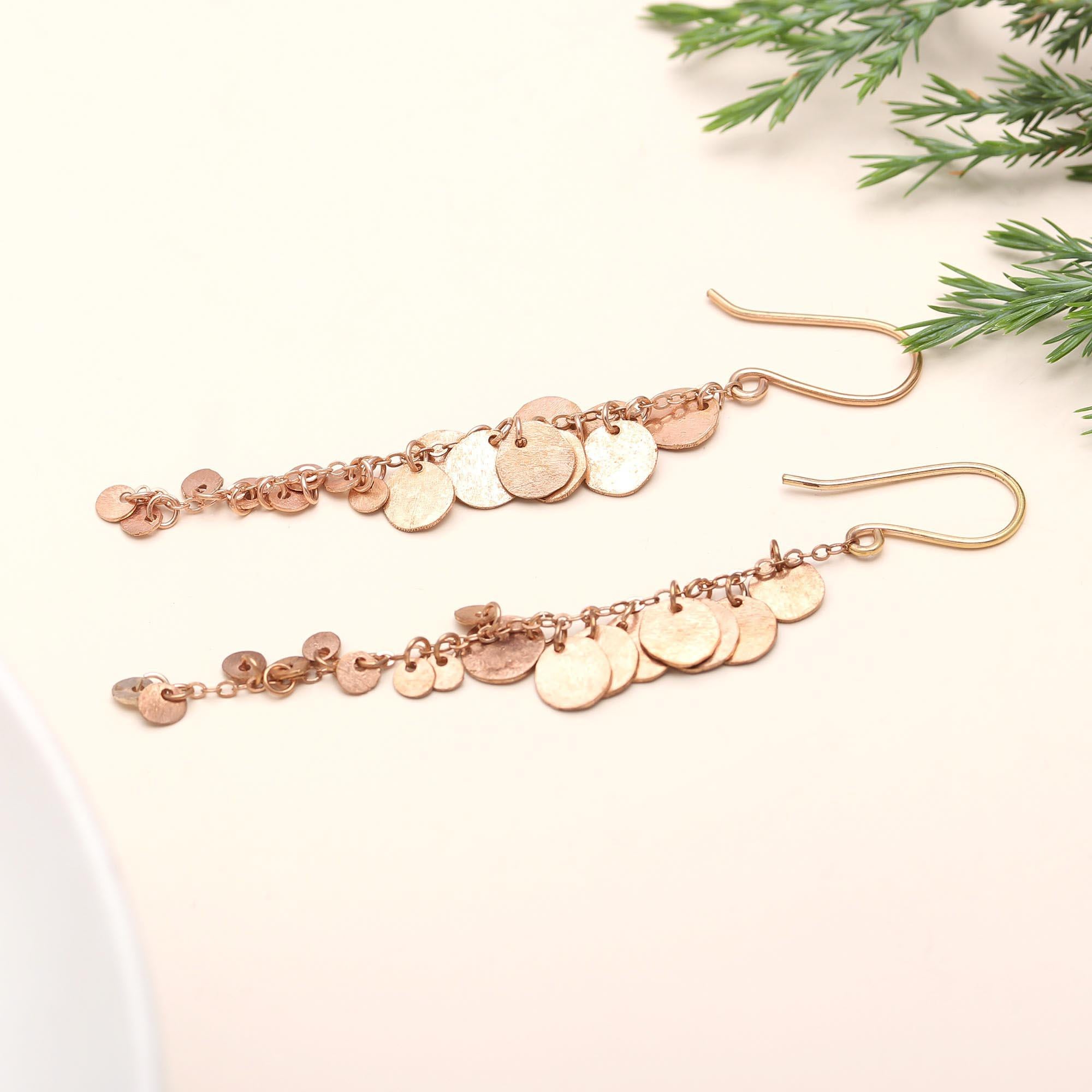 925 Silver Disc Chain Dangle Earrings