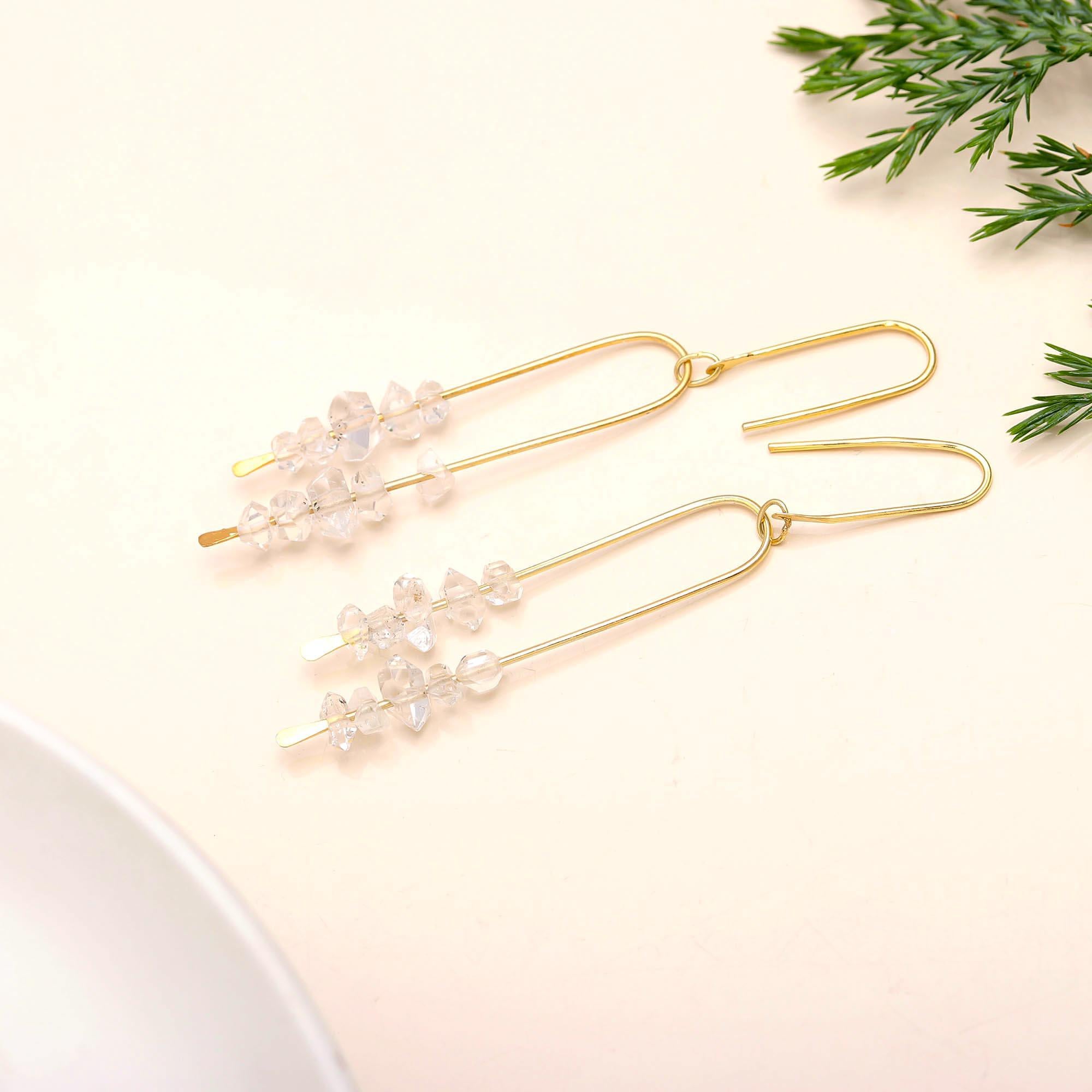 925 Silver Crystal Quartz Dangle Earrings