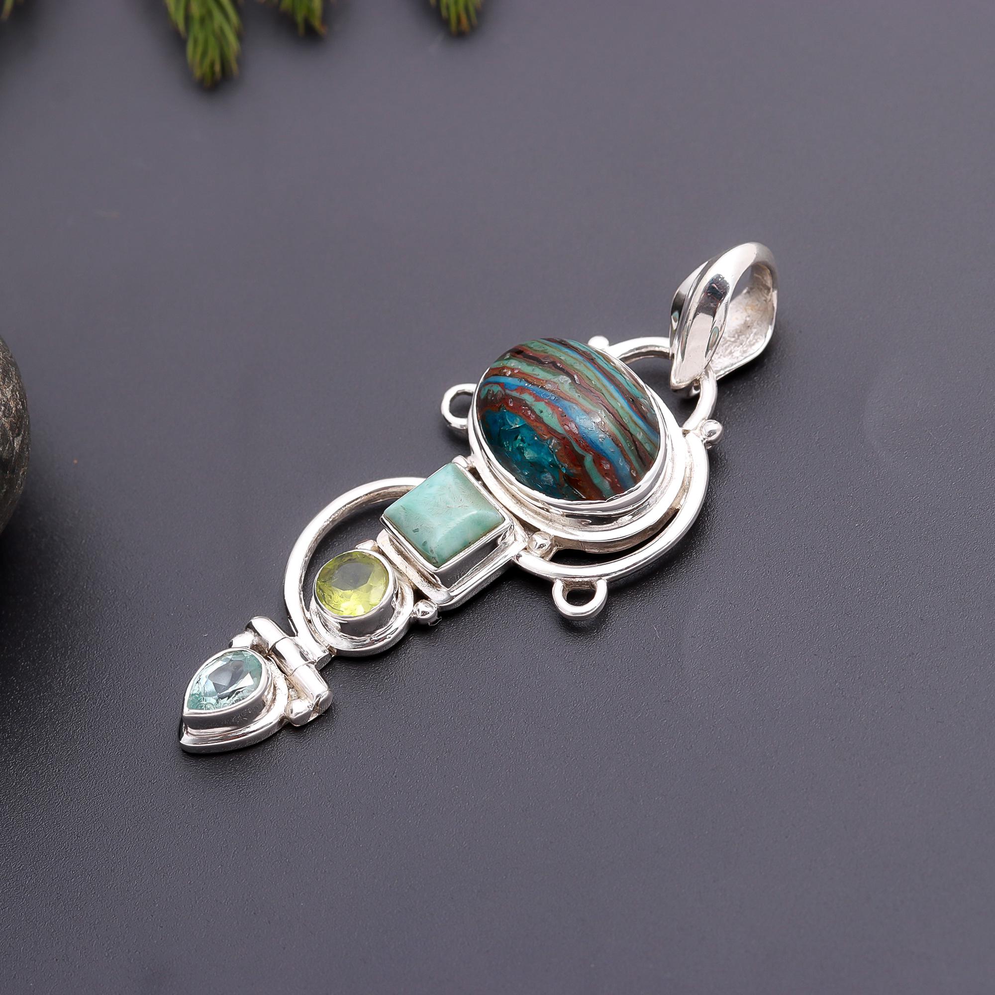 925 Silver Multi-Stones Pendant
