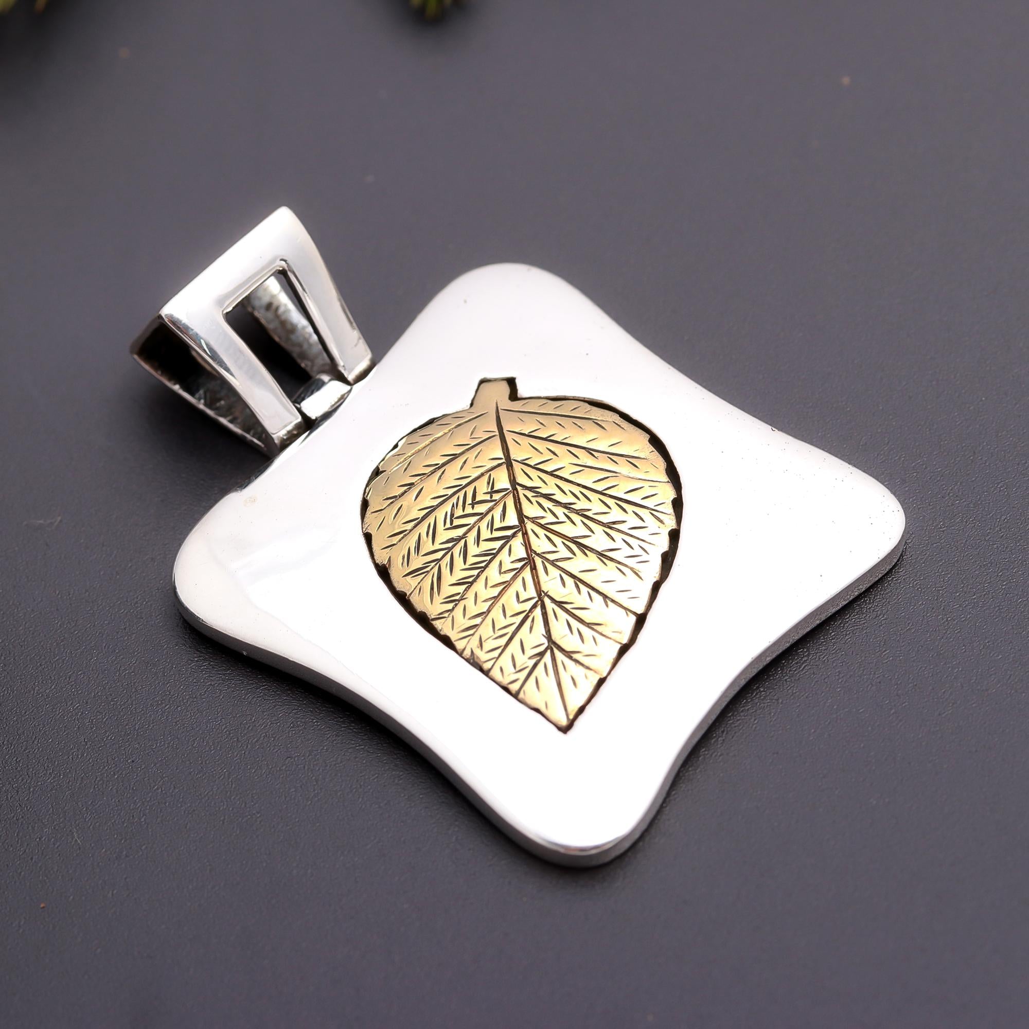 925 Silver Gold Plated Leaf Pendant