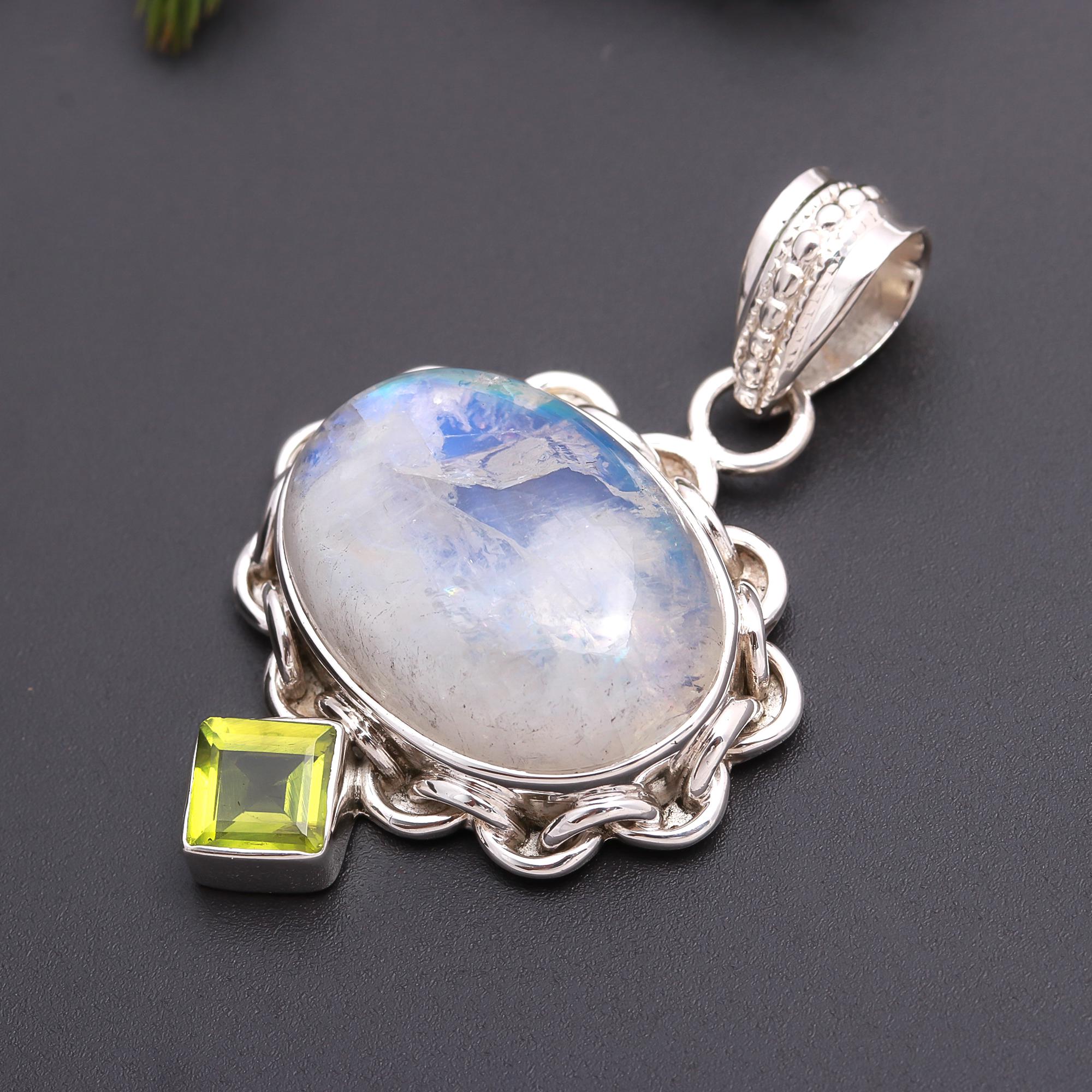 925 Silver Dual Stone Pendant