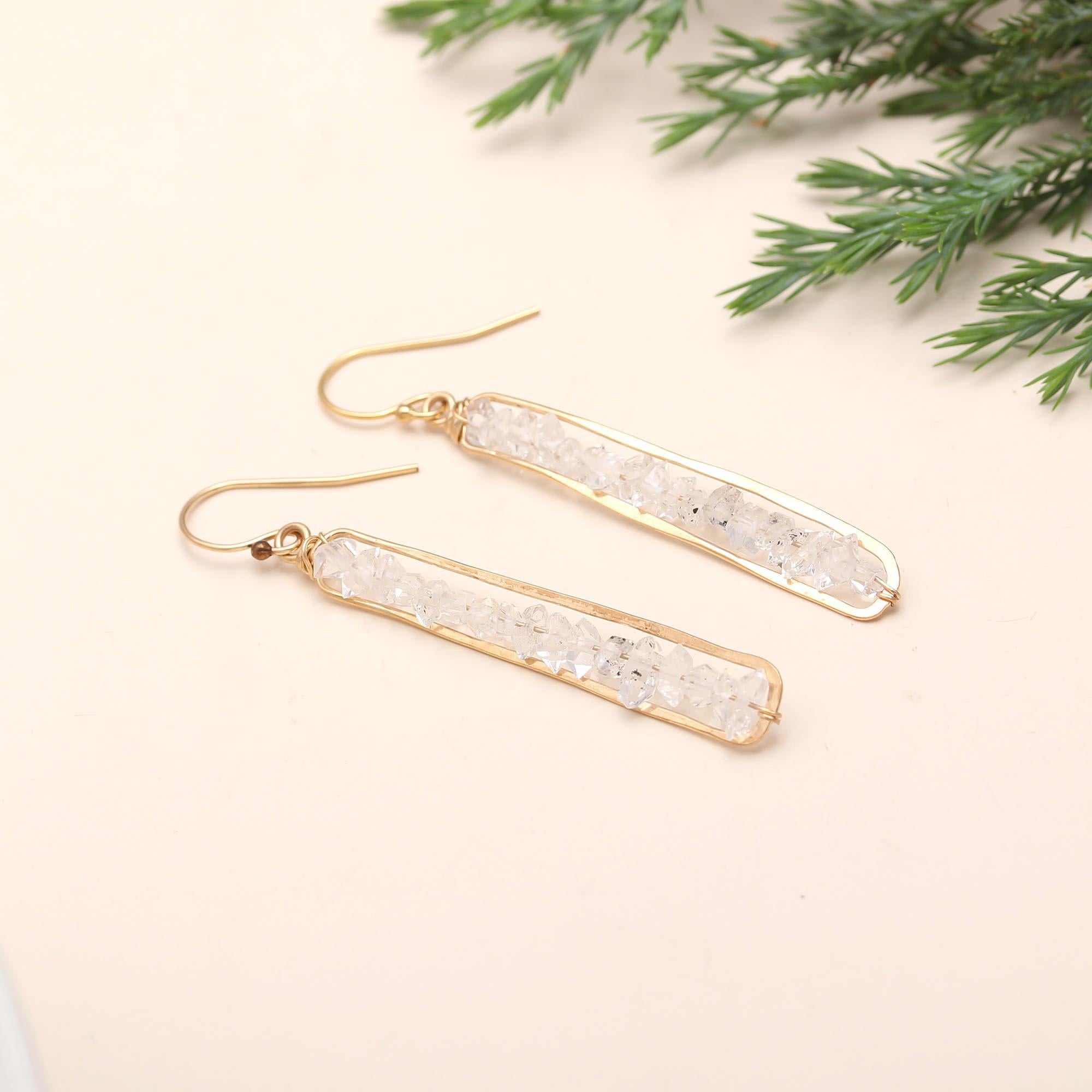 925 Silver Crystal Quartz Dangle Earrings