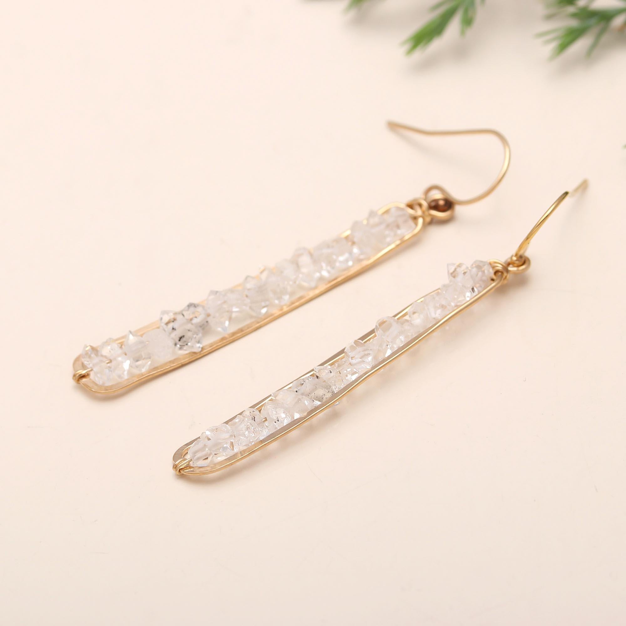 925 Silver Crystal Quartz Dangle Earrings
