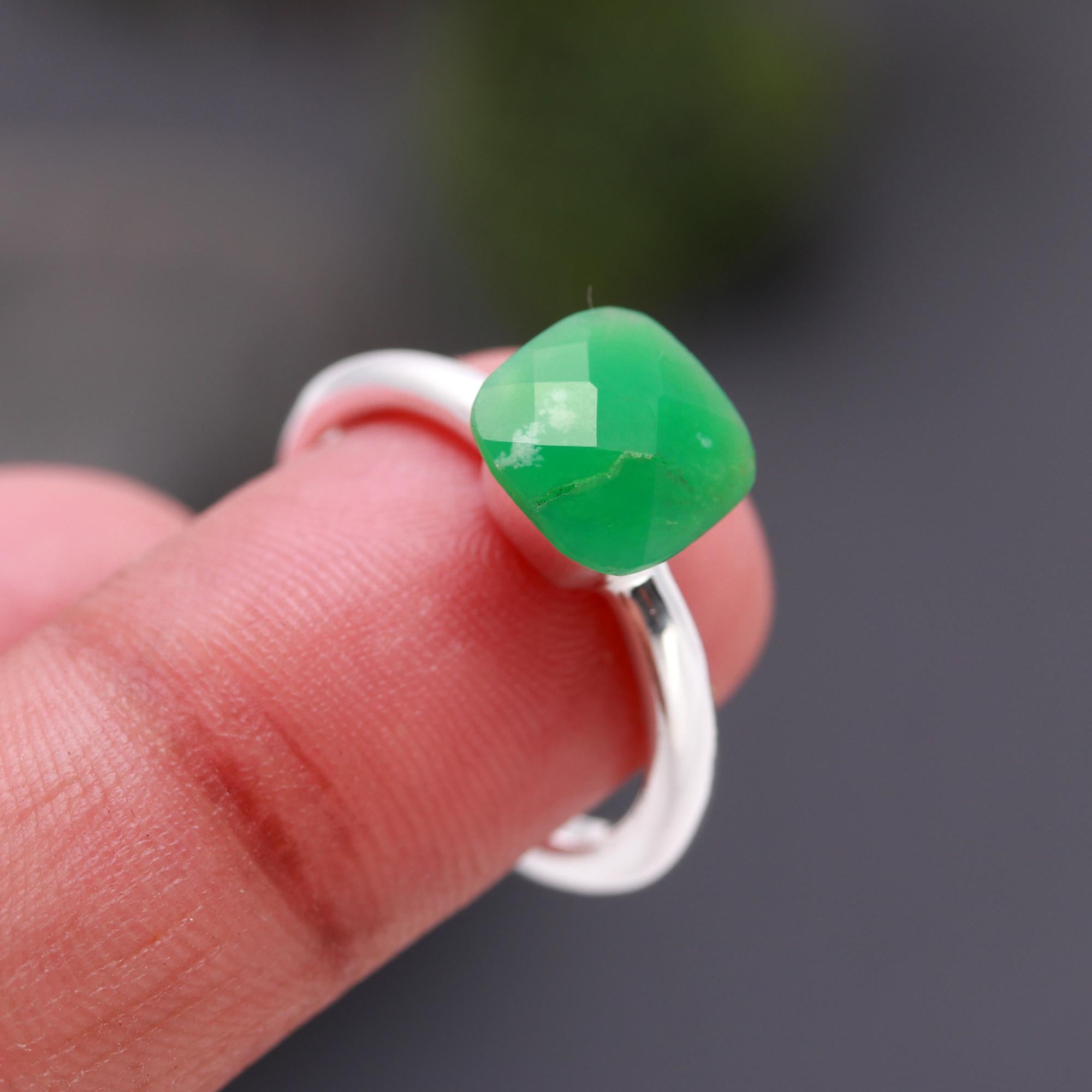 925 Silver Green Onyx Ring