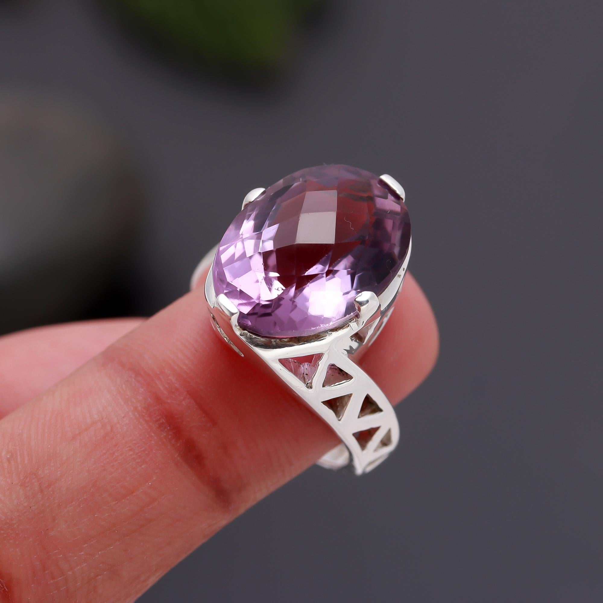 925 Silver Amethyst Solitaire Ring