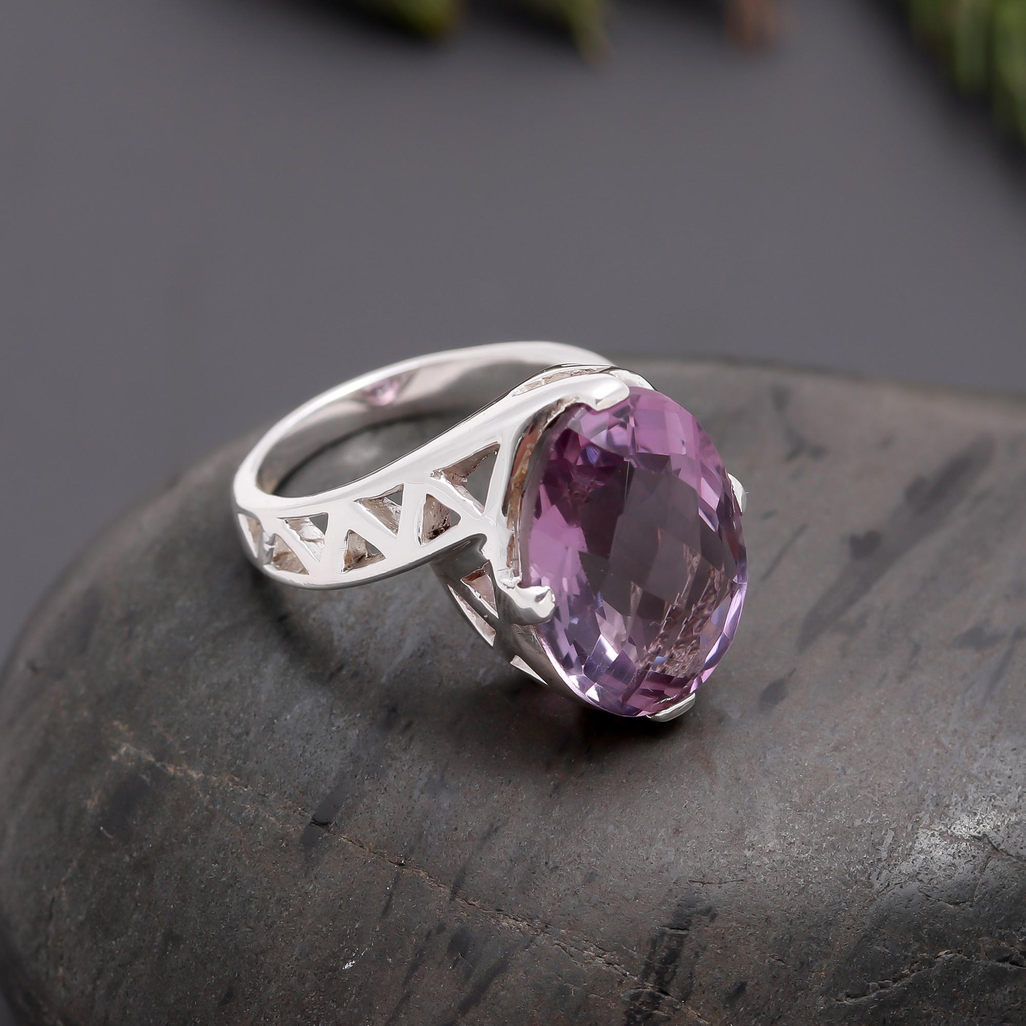 925 Silver Amethyst Solitaire Ring