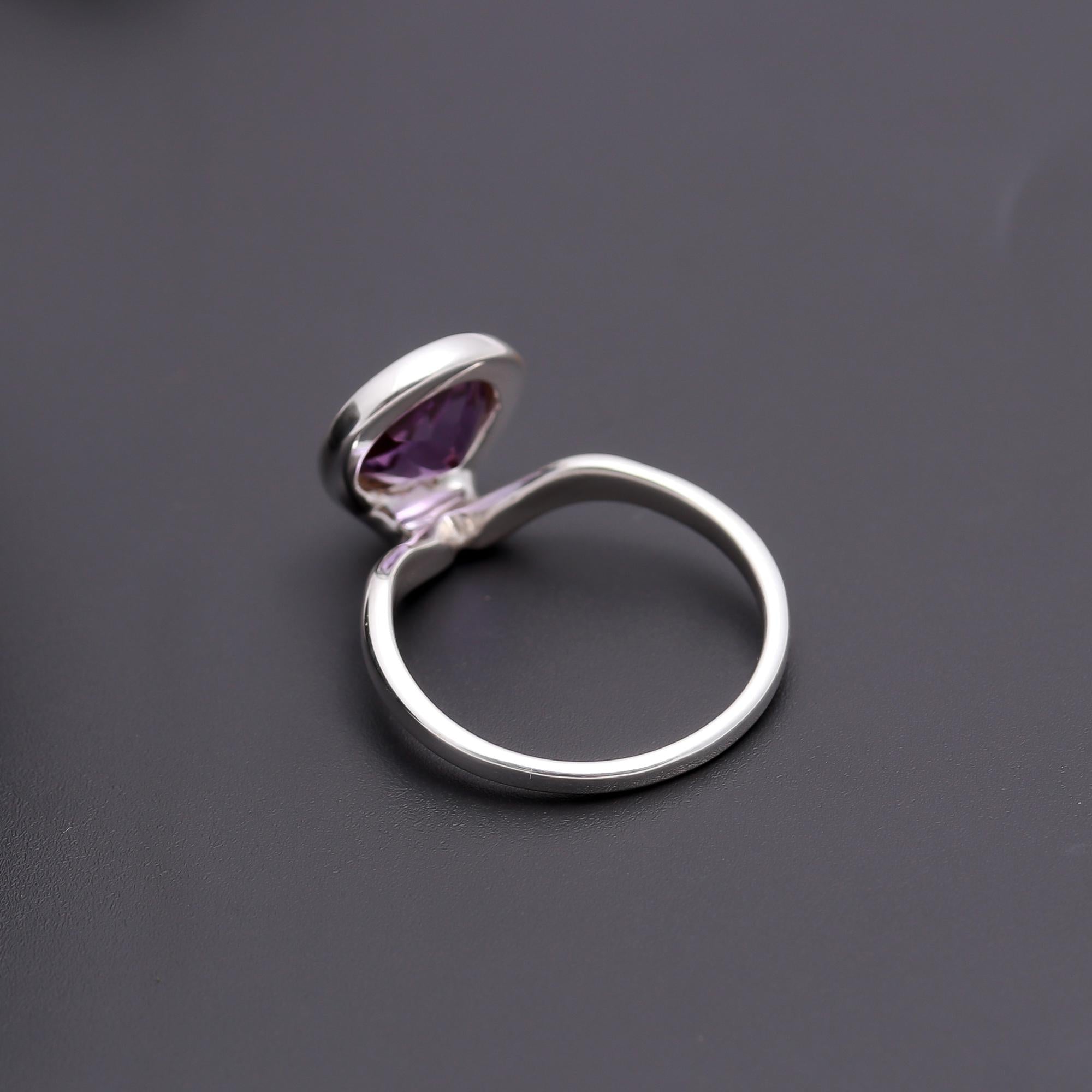 925 Silver Amethyst Swirl Ring