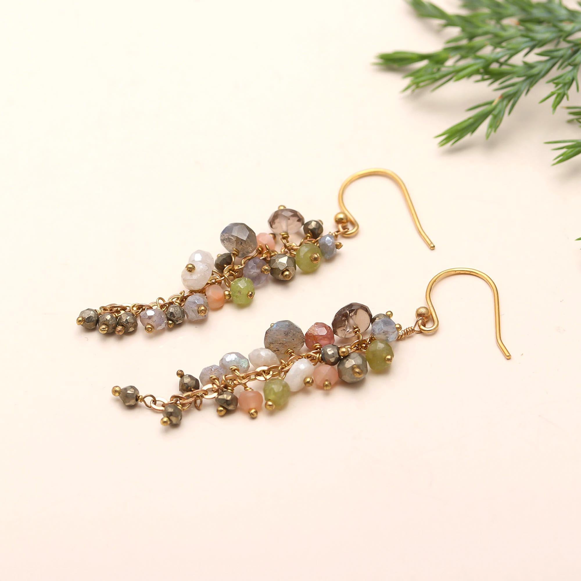 925 Silver Cluster Dangle Earrings