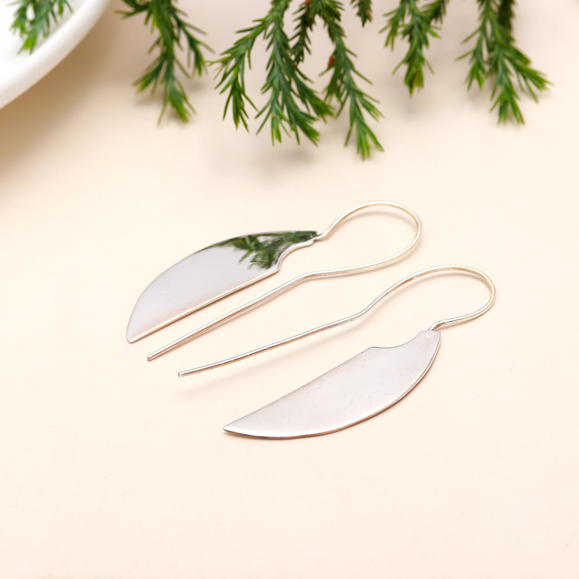 925 Silver Half-Moon Dangle Earrings