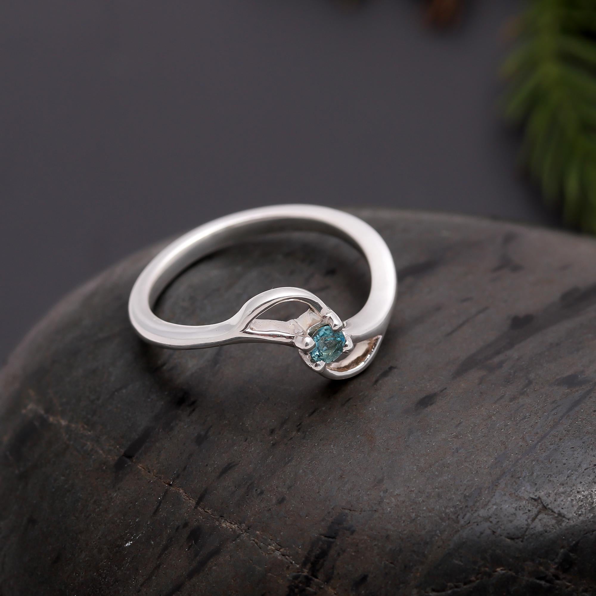 925 Silver Swiss Blue Topaz Ring