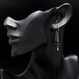 Black Spinel Drop Earrings  Hypoallergenic Brass