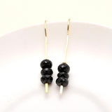 Black Spinel Drop Earrings  Hypoallergenic Brass