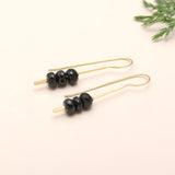 Black Spinel Drop Earrings  Hypoallergenic Brass