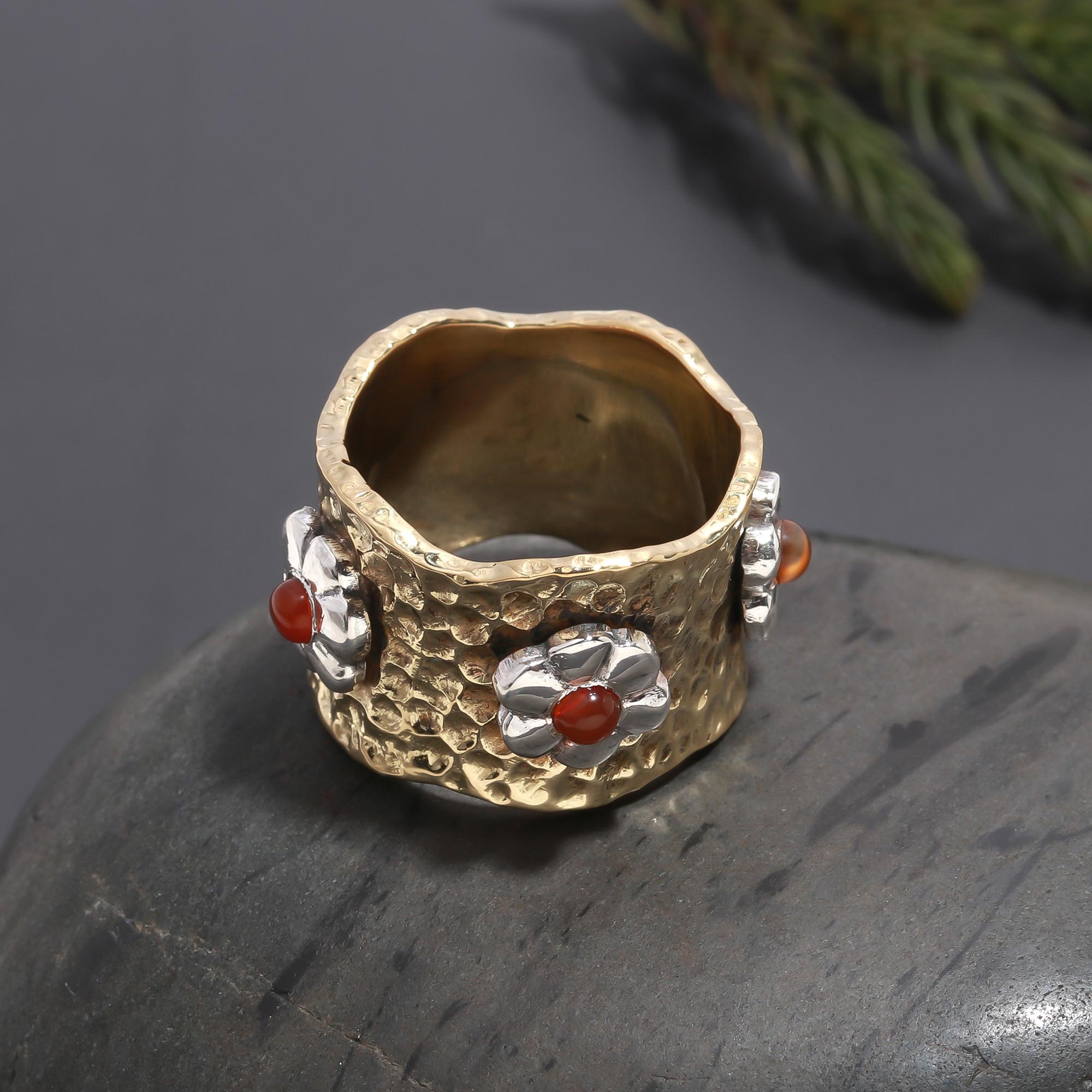 925 Silver Textured Floral Wrap Ring