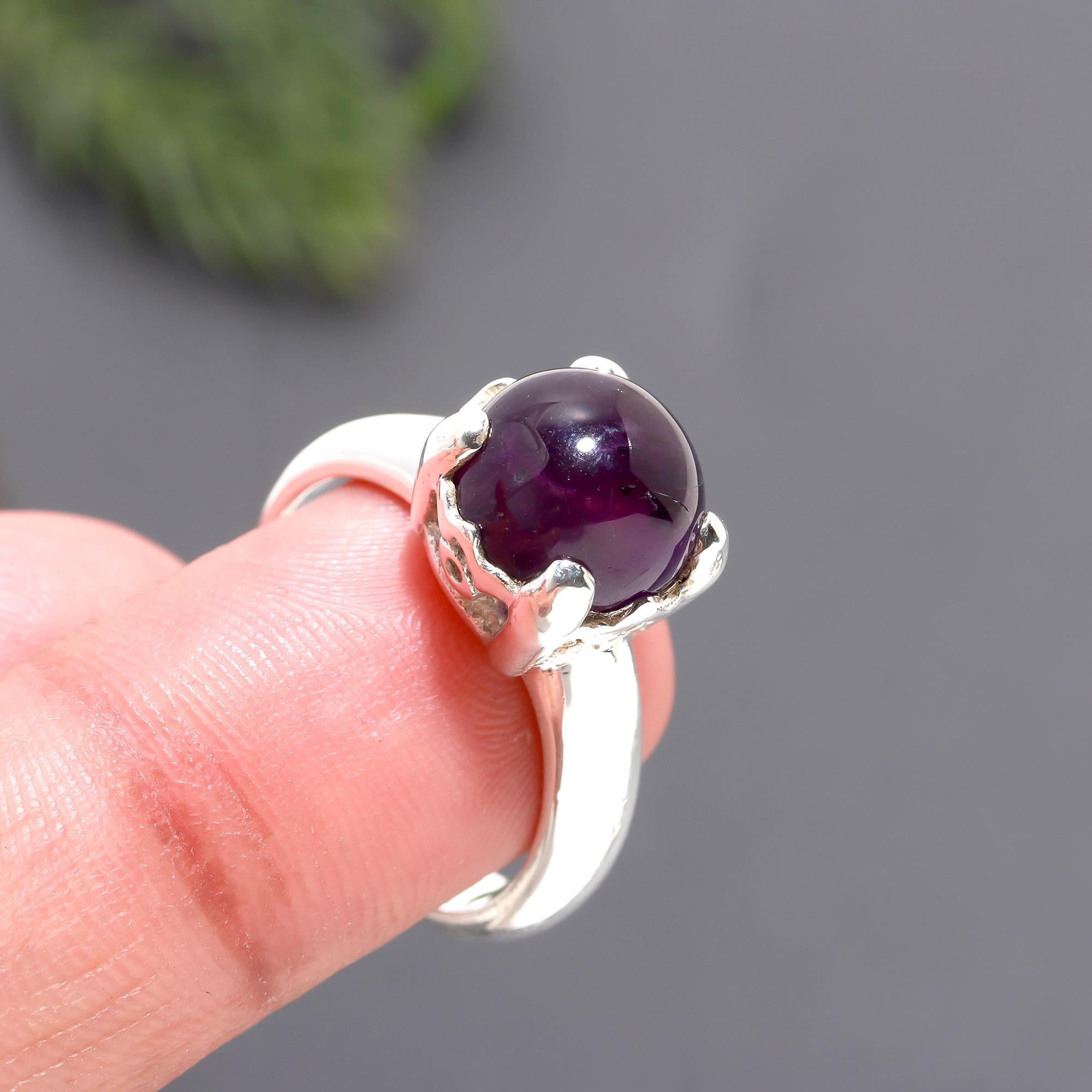 925 Silver Amethyst Claw-Set Ring