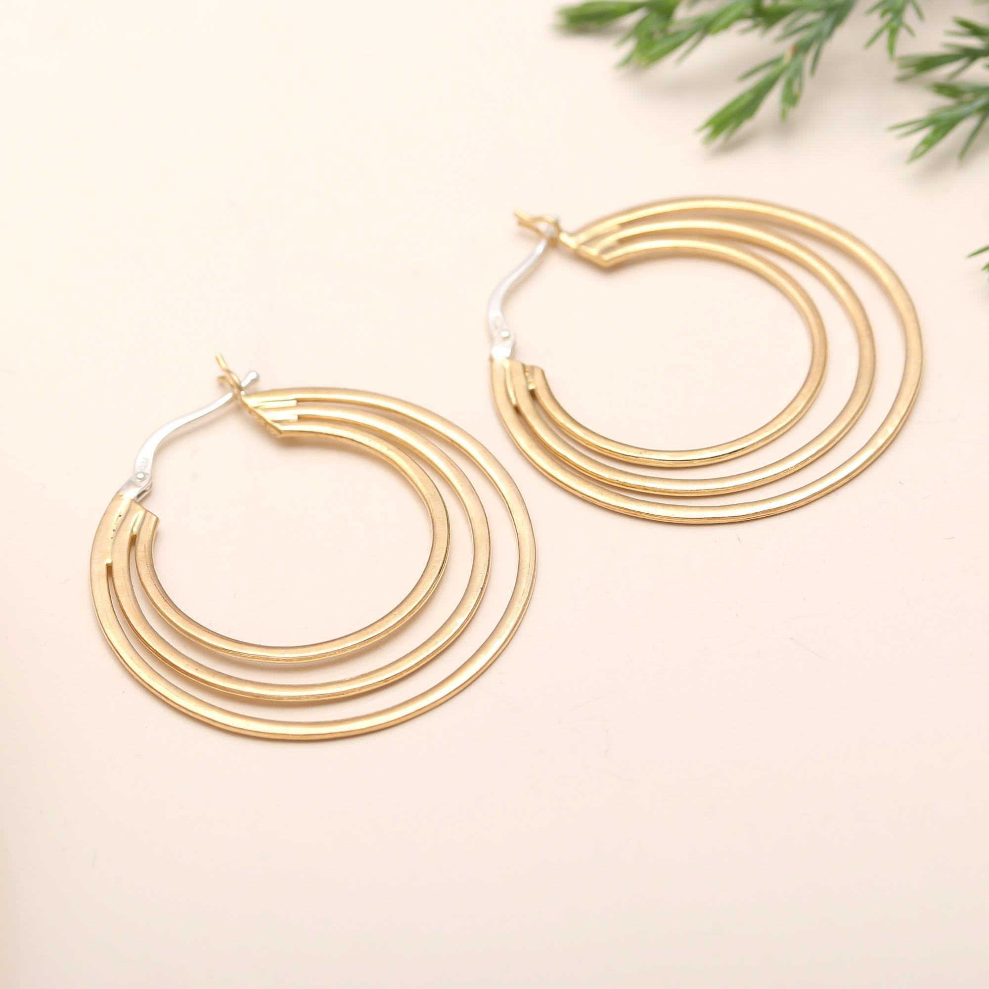 925 Silver Triple Hoop Earrings