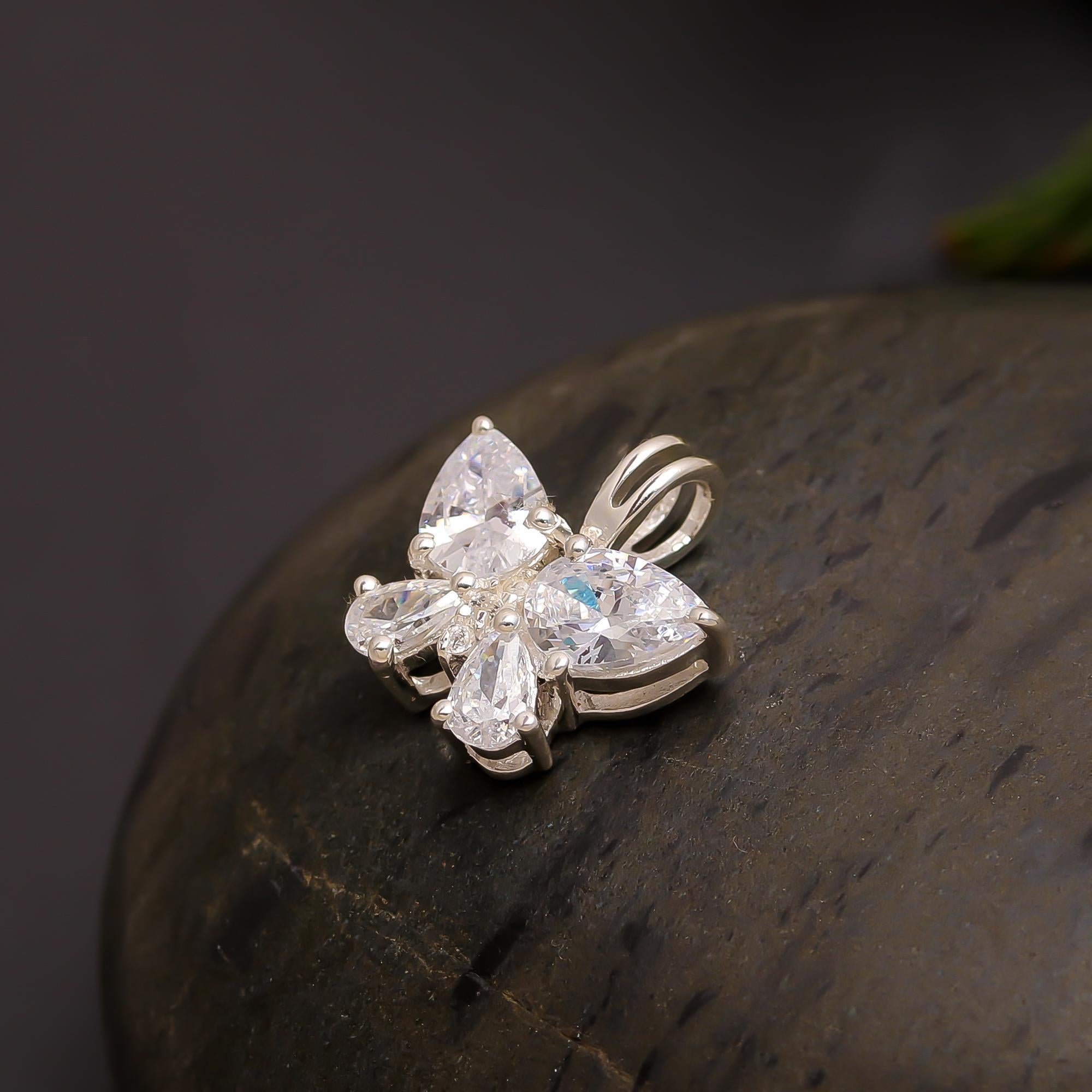 925 Silver Butterfly CZ Pendant