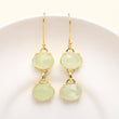 Designer Brass Green Prehnite Drop Earrings