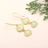 Designer Brass Green Prehnite Drop Earrings