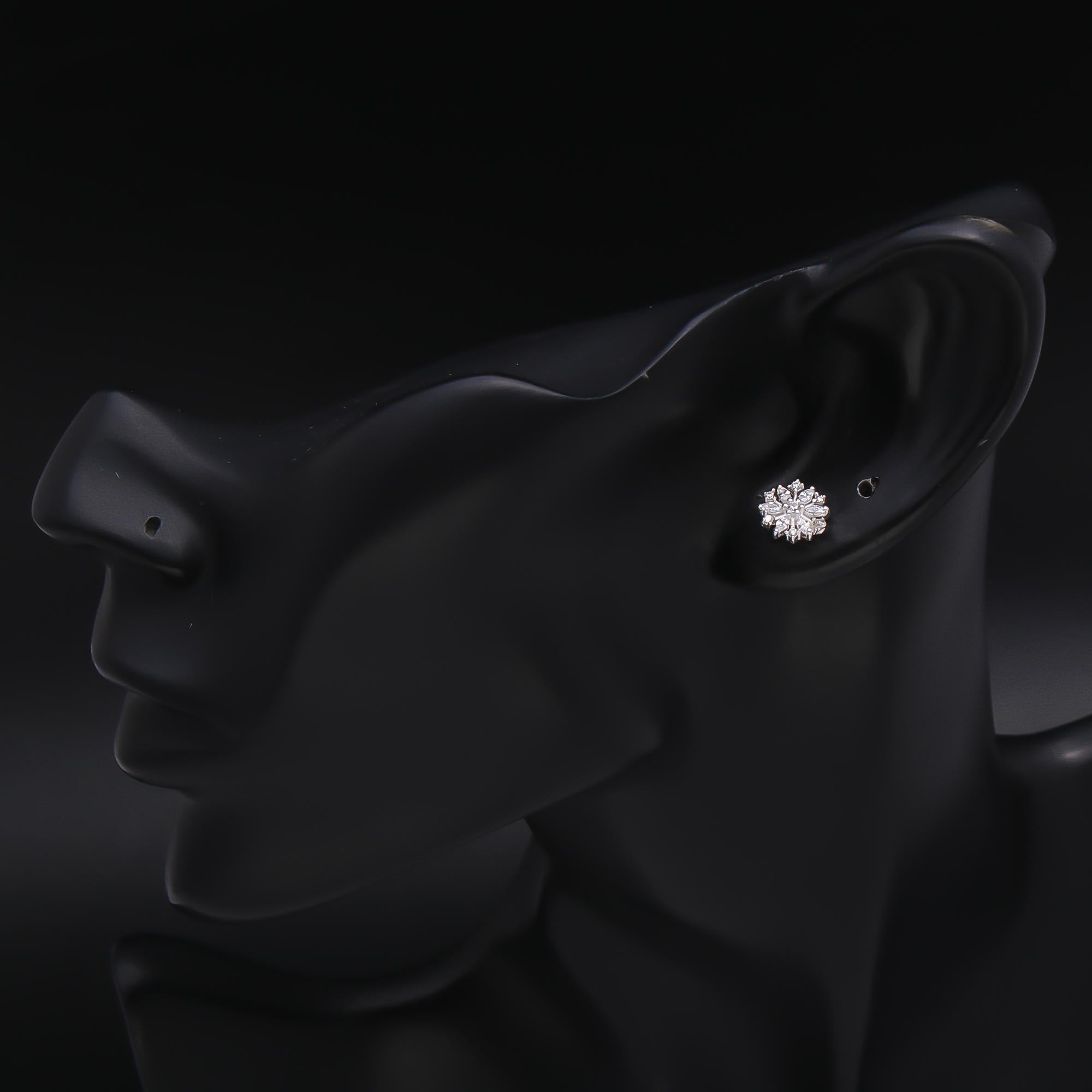 925 Silver Snowflake CZ Stud Earrings