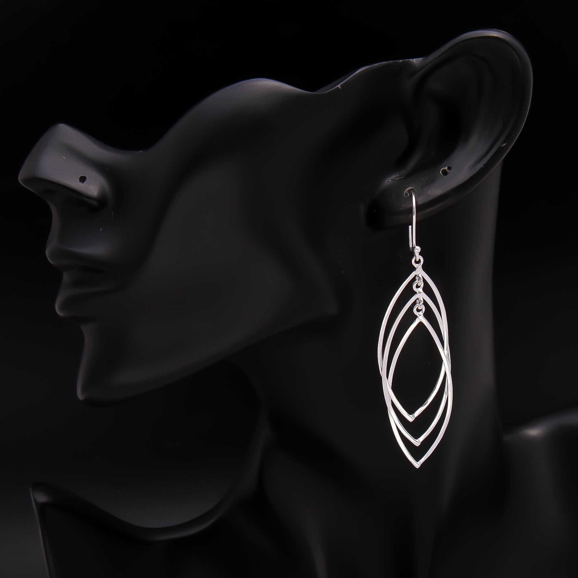 925 Silver Layered Petal Drop Earrings