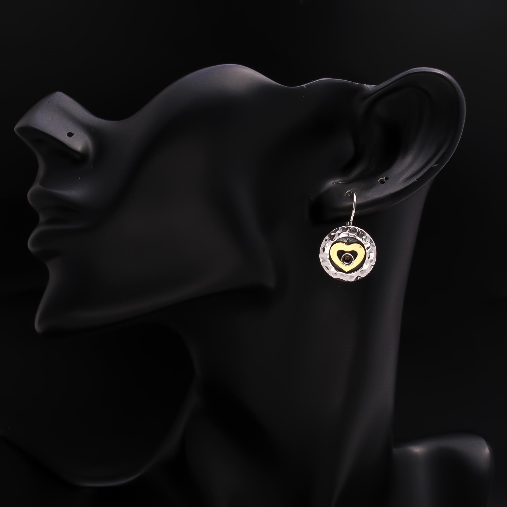 925 Silver Hammered Heart Disc Earrings