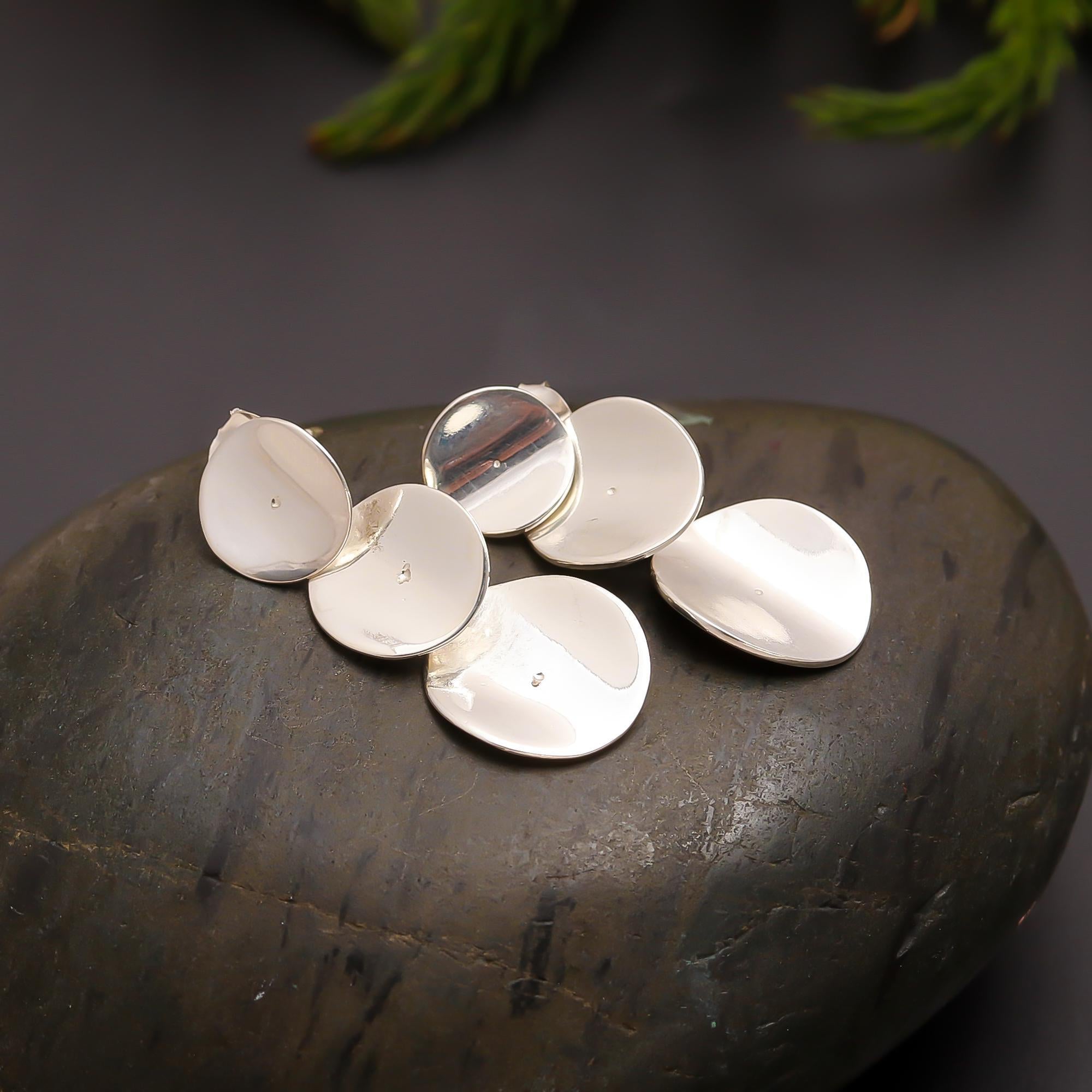 925 Silver Abstract Petal Disc Earrings