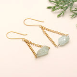 Hypoallergenic Brass Aquamarine Chain Drop Earrings