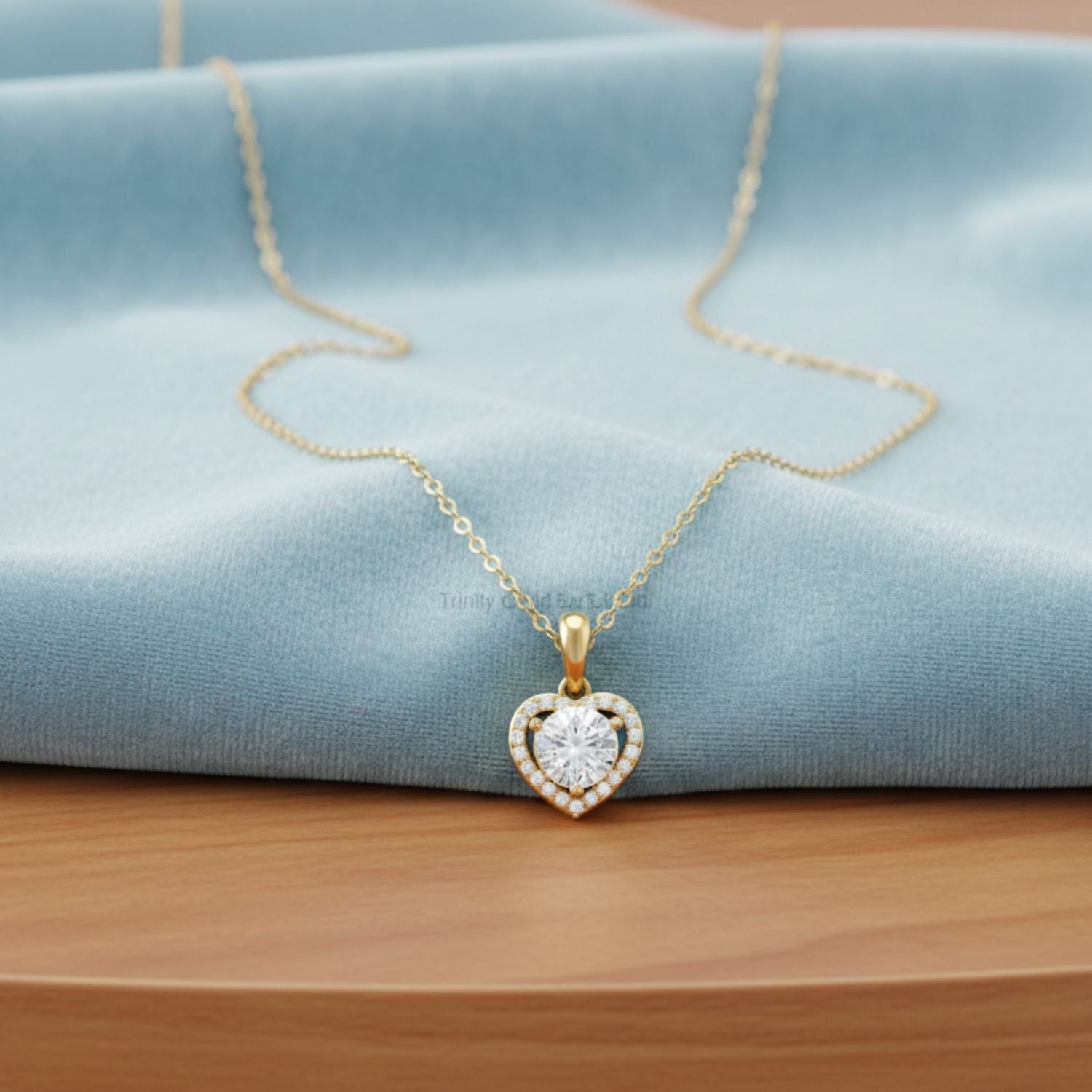 925 Sterling Silver Gold Plated Heart Moissanite Pendant Necklace For Women