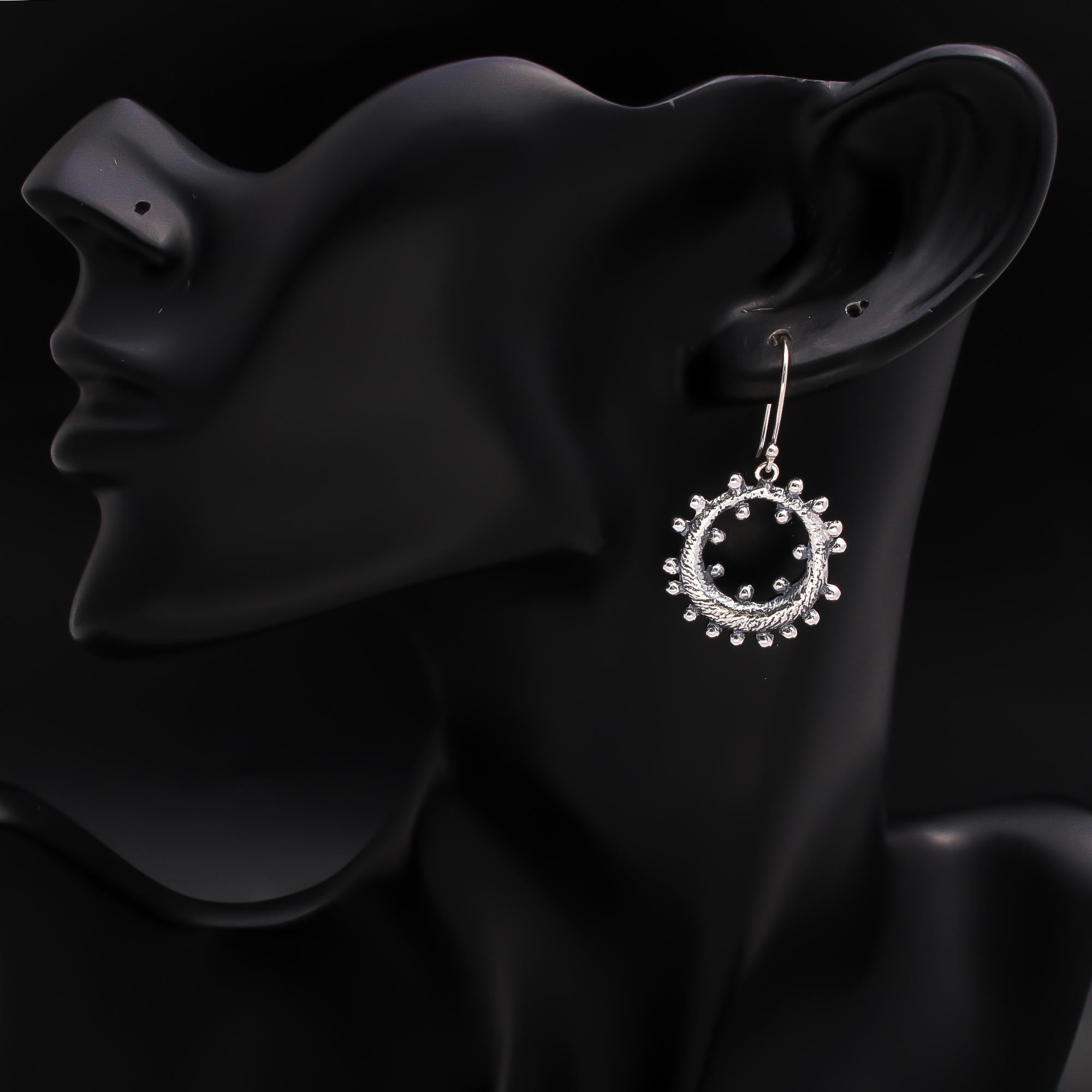 925 Silver Tribal-Inspired Textured Hoop Earrings