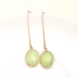 Antitarnish Brass Green Prehnite Dangle Earrings