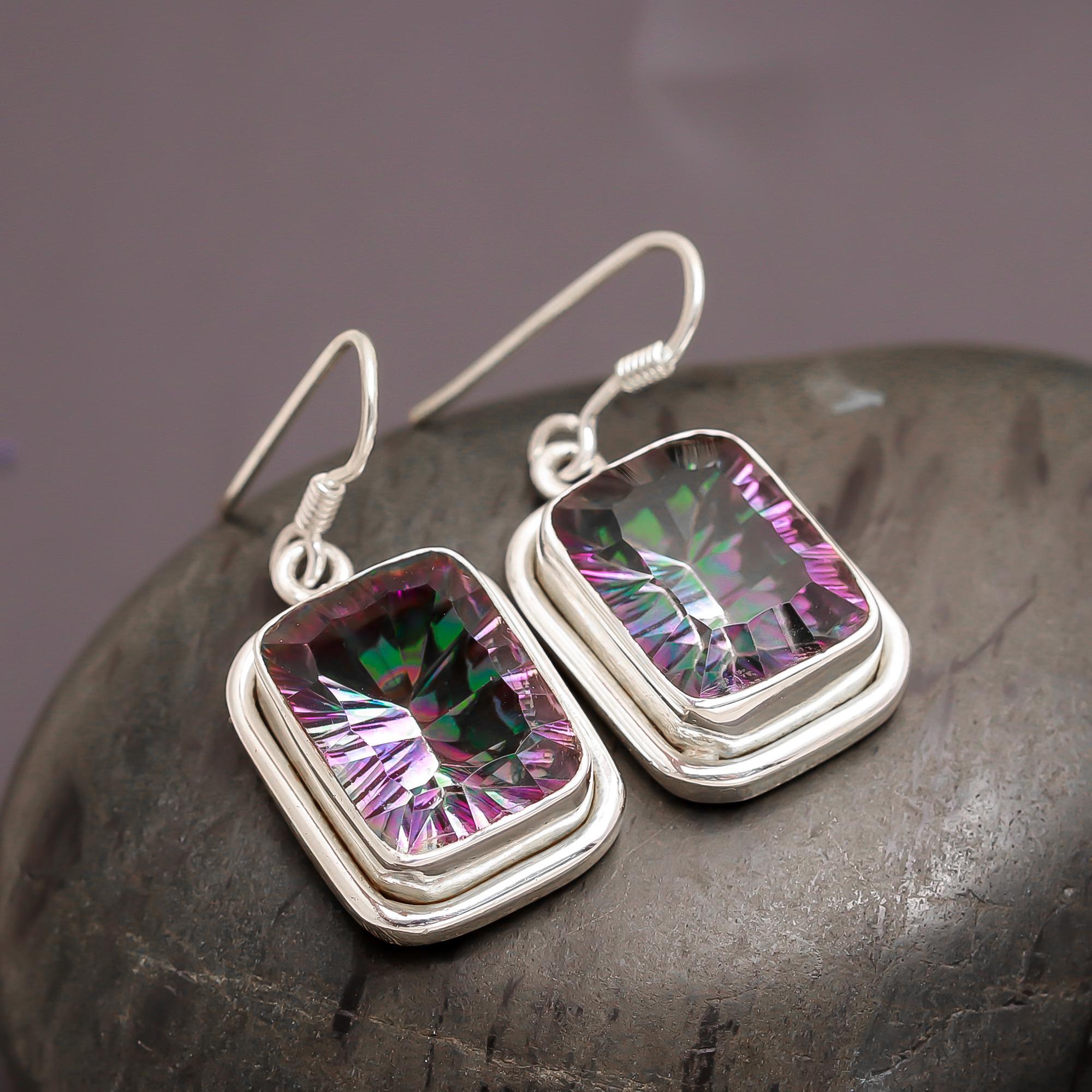 925 Silver Mystic Quartz Drop Earrings